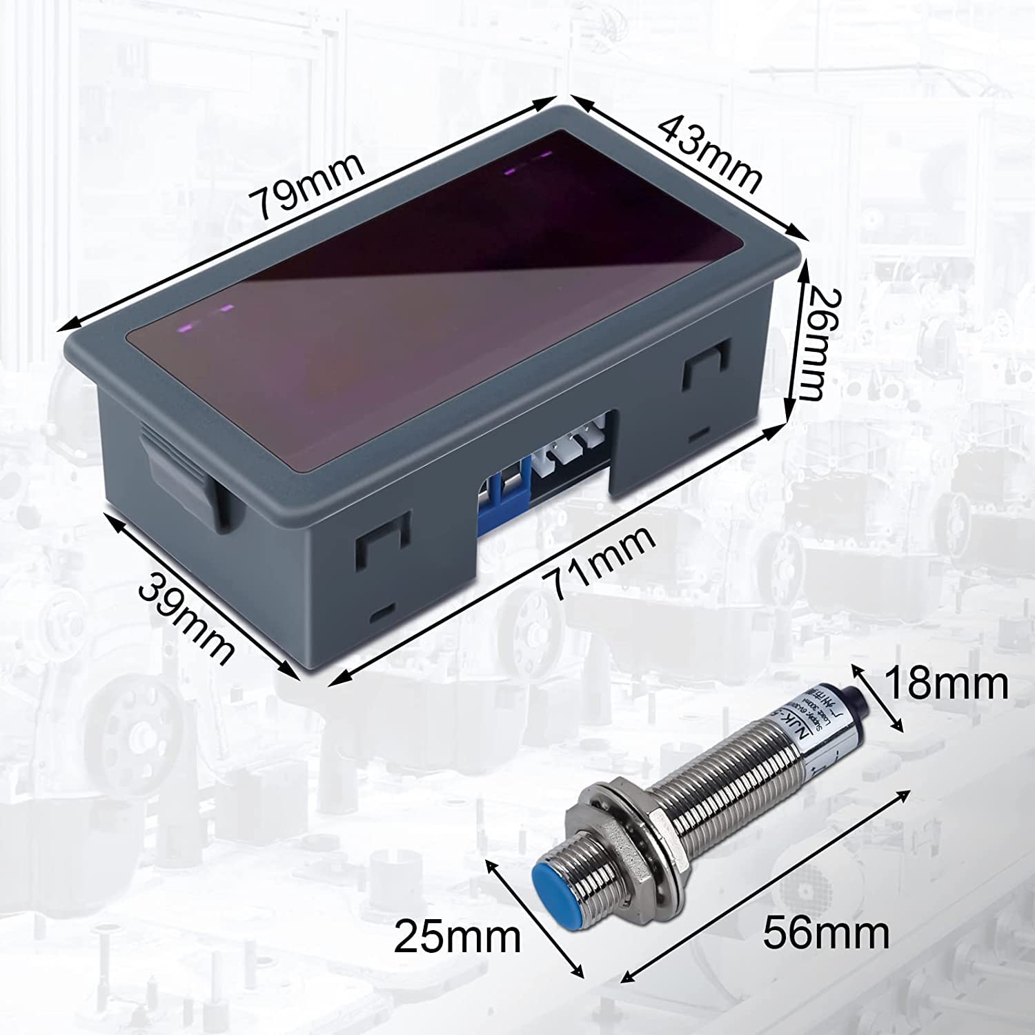 DONGKER Tacómetro digital LED AC 230 V 110 V RPM con interruptor de proximidad sensor NPN