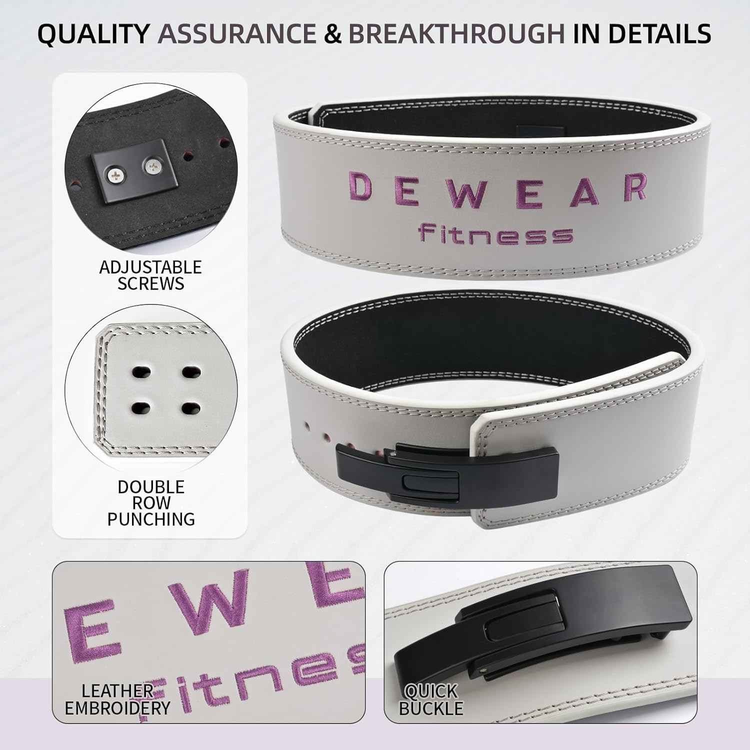 Genuine Leather Weight Lifting Belt with Lever Buckle, 10mm Thick 4" Leather Lumbar Back Support, Gym Belts Ideal for Training, Weightlifting, Bodybuilding, Squats and Deadlifts - Image 4