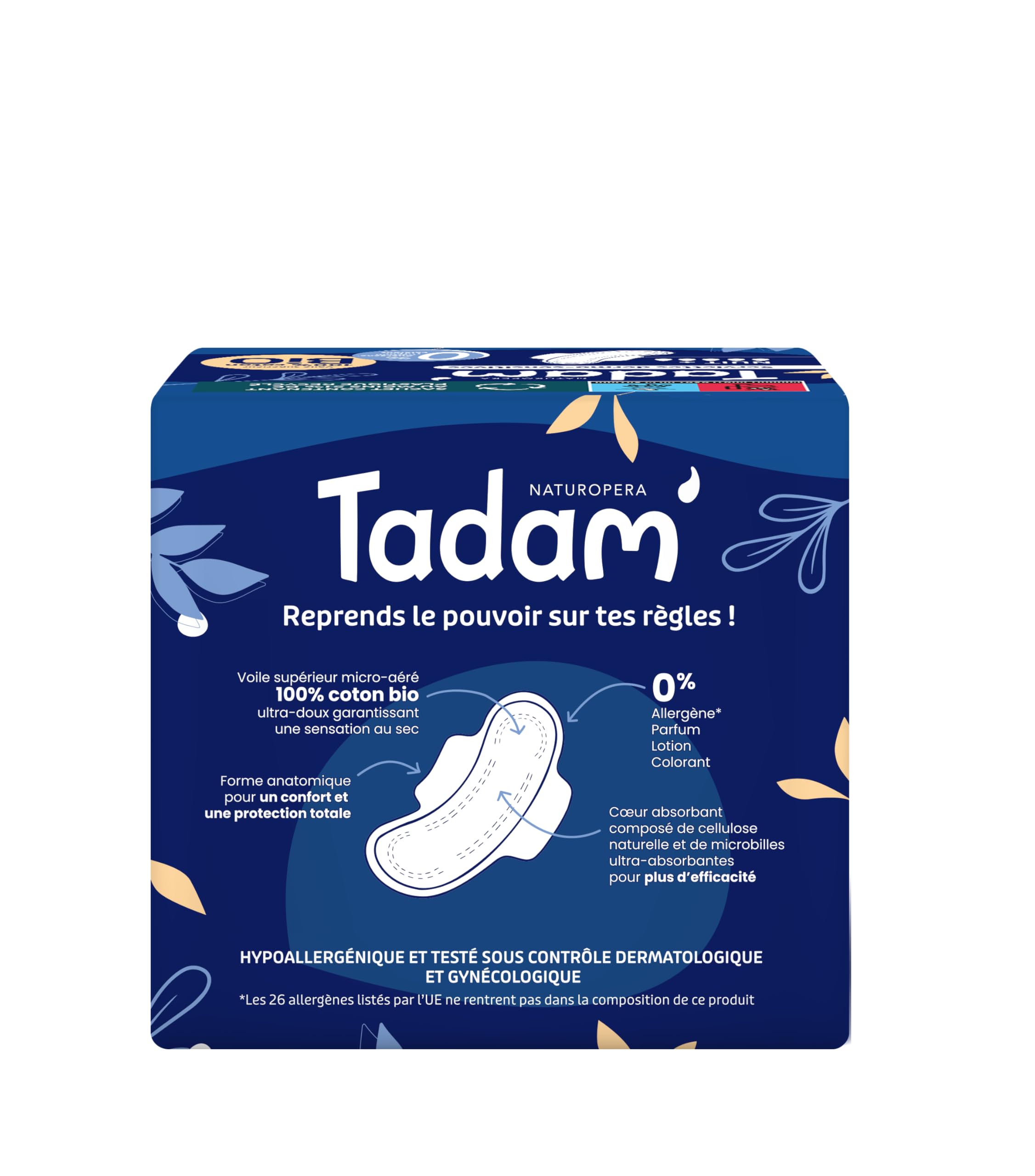 TADAM' - Serviettes Fuites Urinaires - Protection Maxi Night - Enrichi en coton Bio - Sans substances toxiques - Sachet de 12 (Lot de 4)