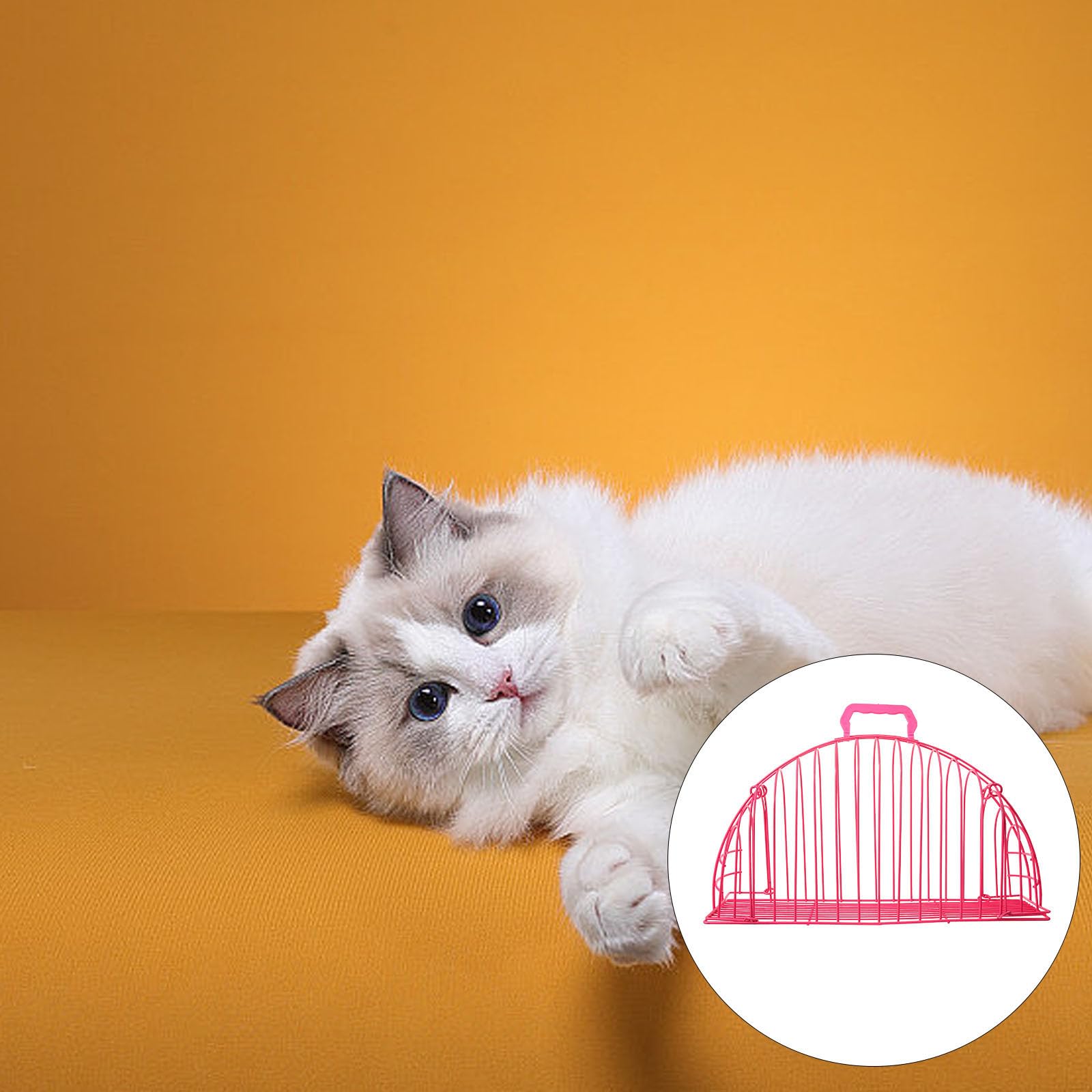 balacoo Katzenpflege Badekäfig aus Edelstahl mit Kratzfestem Design und Belüftung für Stressfreies Baden von Katzen als Tragbarer Haustierbadekäfig Rosa Farbe