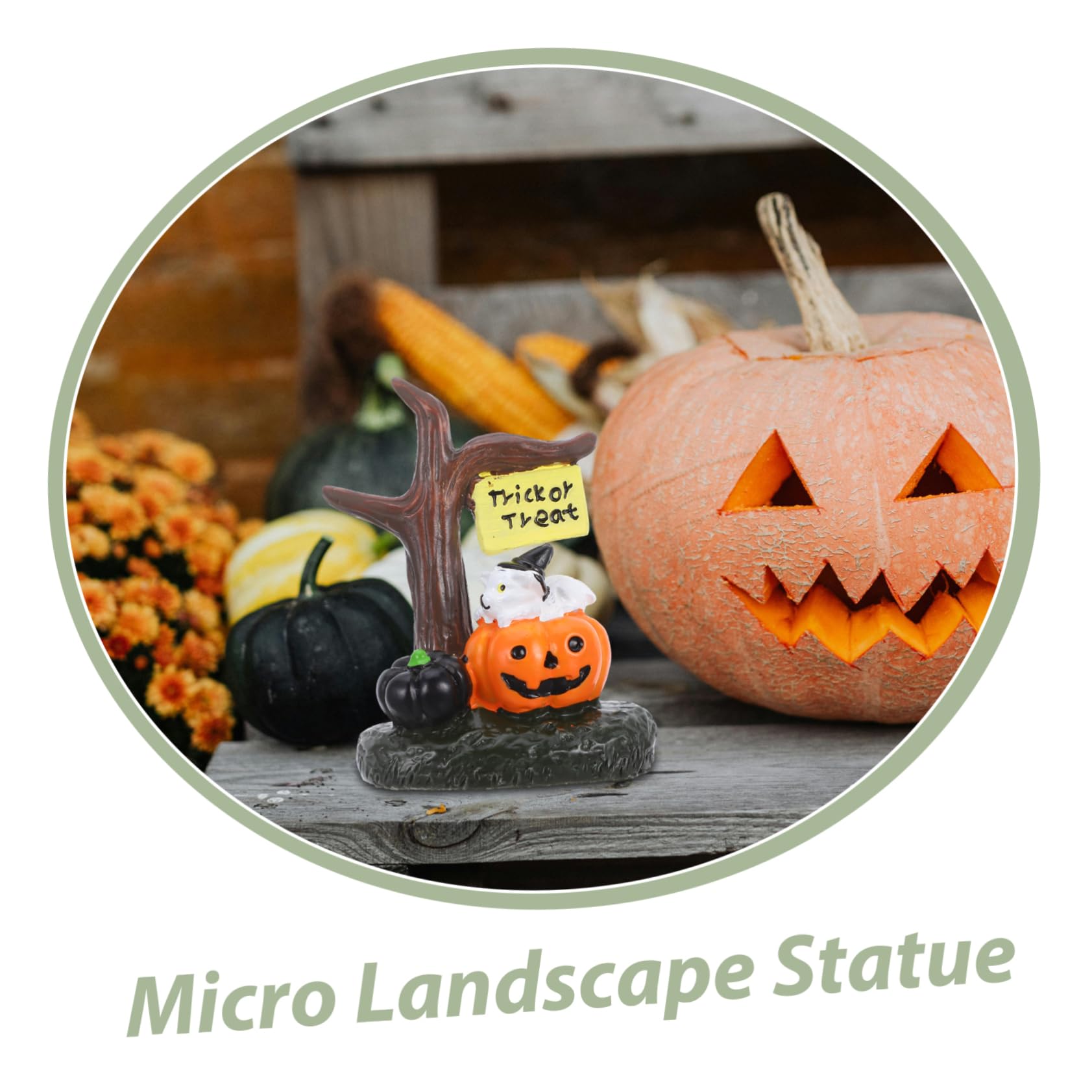 5 Figuras en Miniatura de Halloween, decoración de Mesa con Forma de Mini casa, estatuas de Micro paisajes, artesanía de Resina para Decoraciones de otoño y Fiestas de Halloween.