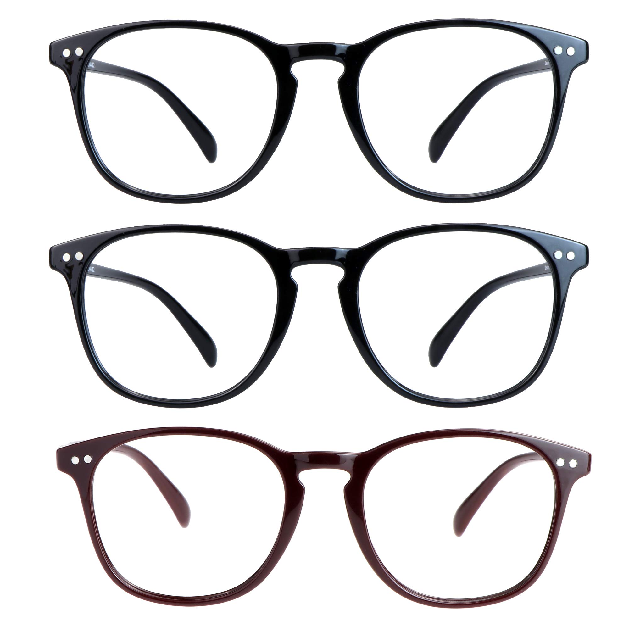 Blue Light Blocking Glasses 3 Pack Square Frame Computer Gaming Reading Glasses Men Women Anti Eyestrain