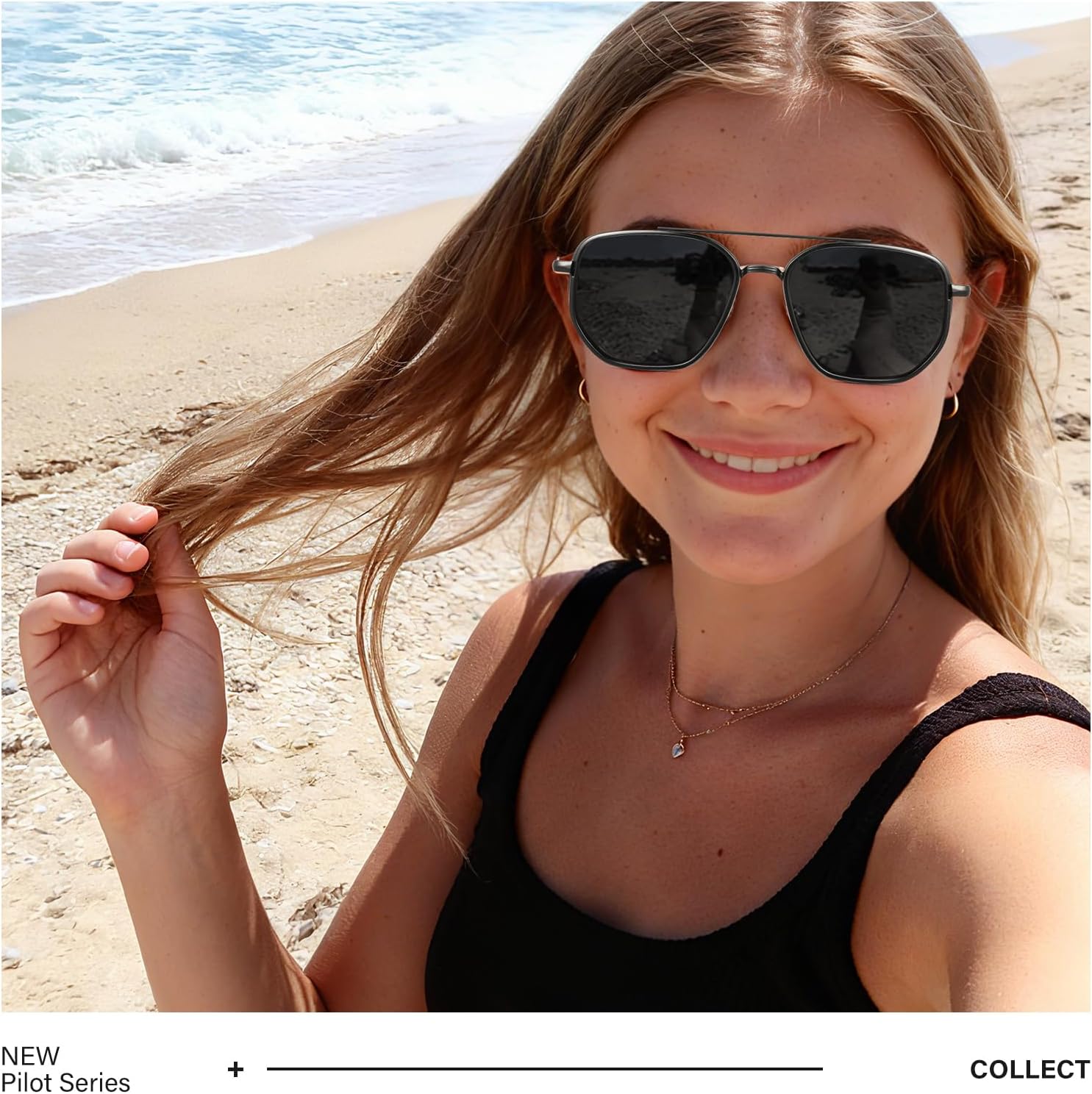 Aviator Sunglasses for Women Polarized Tangle Free Sunglasses for Driving Traveling UV400 Protection - Image 3