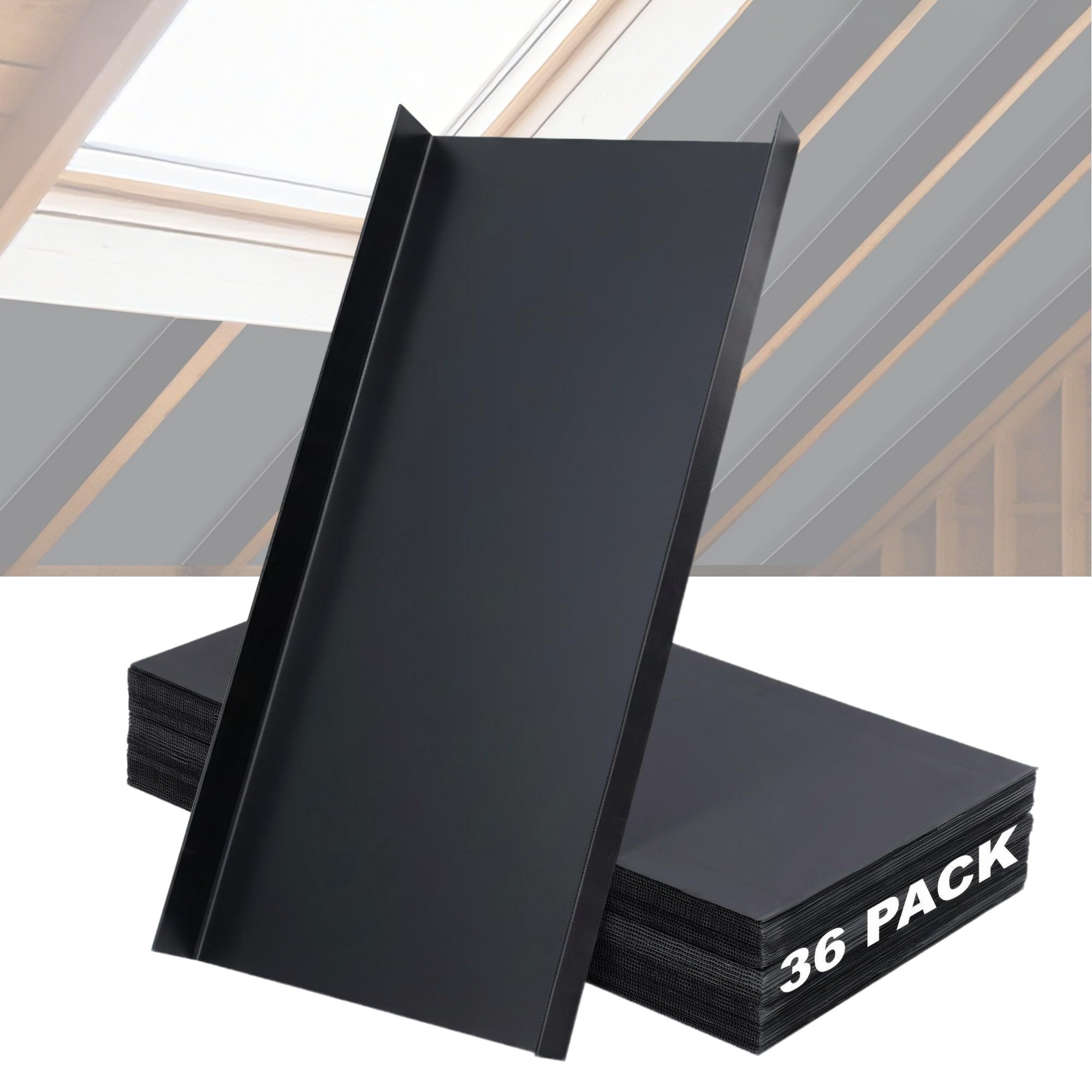 36 Pcs Attic Insulation Baffles for 24" Rafter Bays, 2" Air Channel | Black Polyethylene Rafter Vents,Improve Roof Ventilation,Prevent Insulation Blockage,Hassle-Free Installation