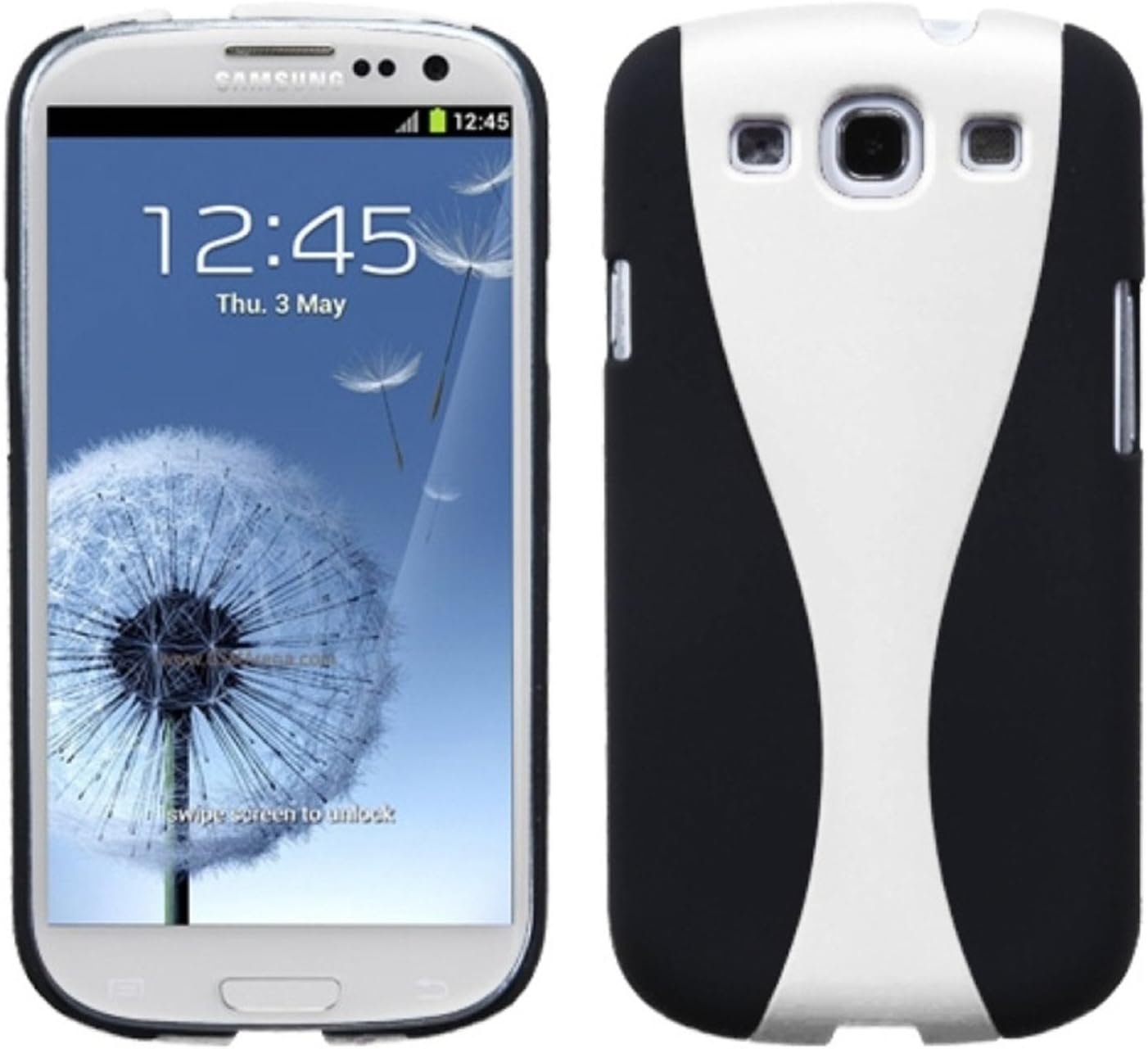 MYBAT SAMSIIIHPCBKCH304NP Premium Dual Color Case for Samsung Galaxy S3-1 Pack - Retail Packaging - White/Black Wave