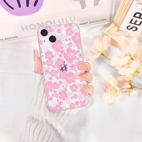 Miniatura 3 de Lovmooful Funda compatible con iPhone 13, diseño de hojas florales de aceite transparente para niñas y mujeres, TPU suave a prueba de golpes,