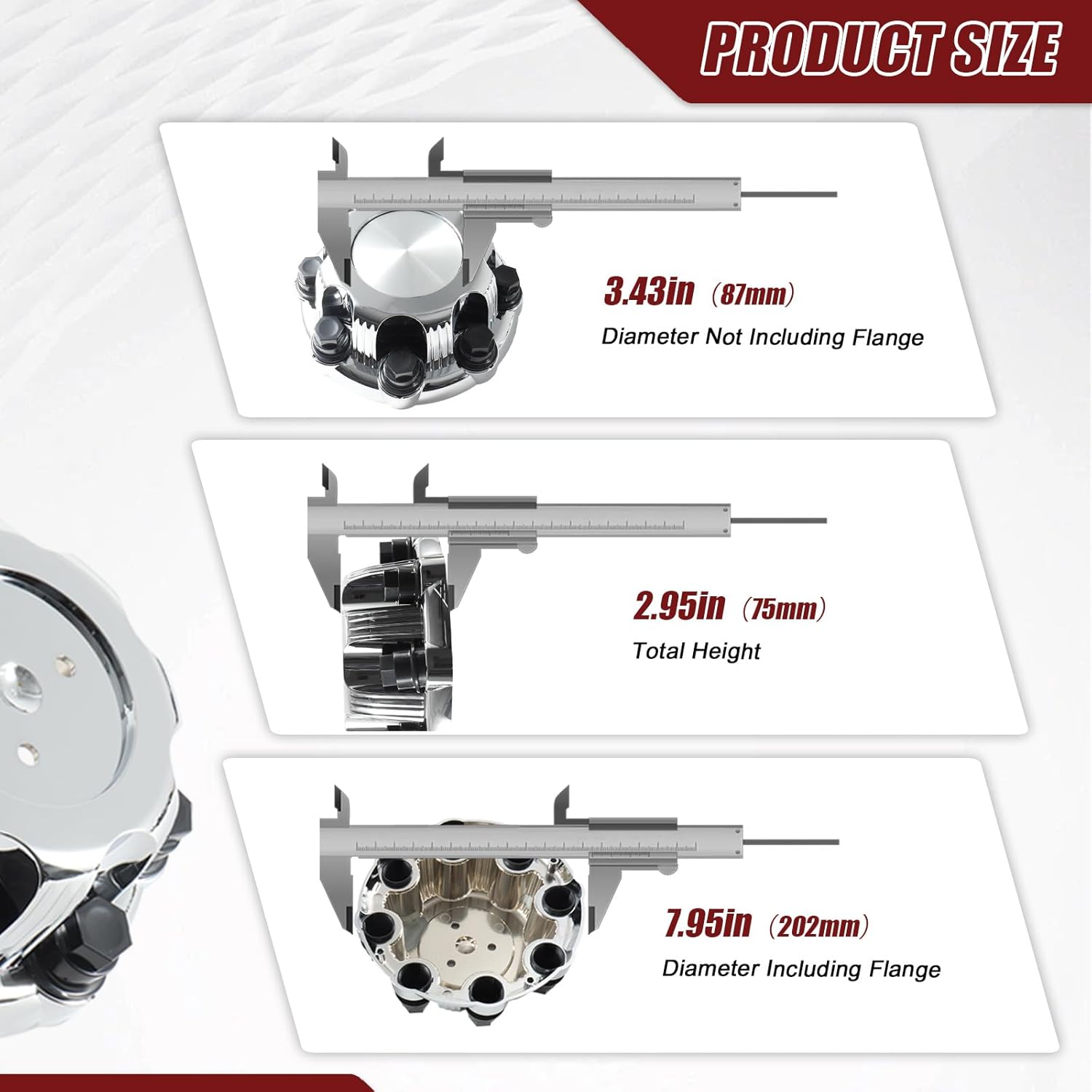 8 Lugs Wheel Center Caps Compatible with Chevy Silverado Avalanche Suburban&GMC Sierra Yukon 1500 2500 3500 Auto Hub Covers Fits 16" Replacement 15039489, 15039488, 9597169, 9597170(4 PCS)