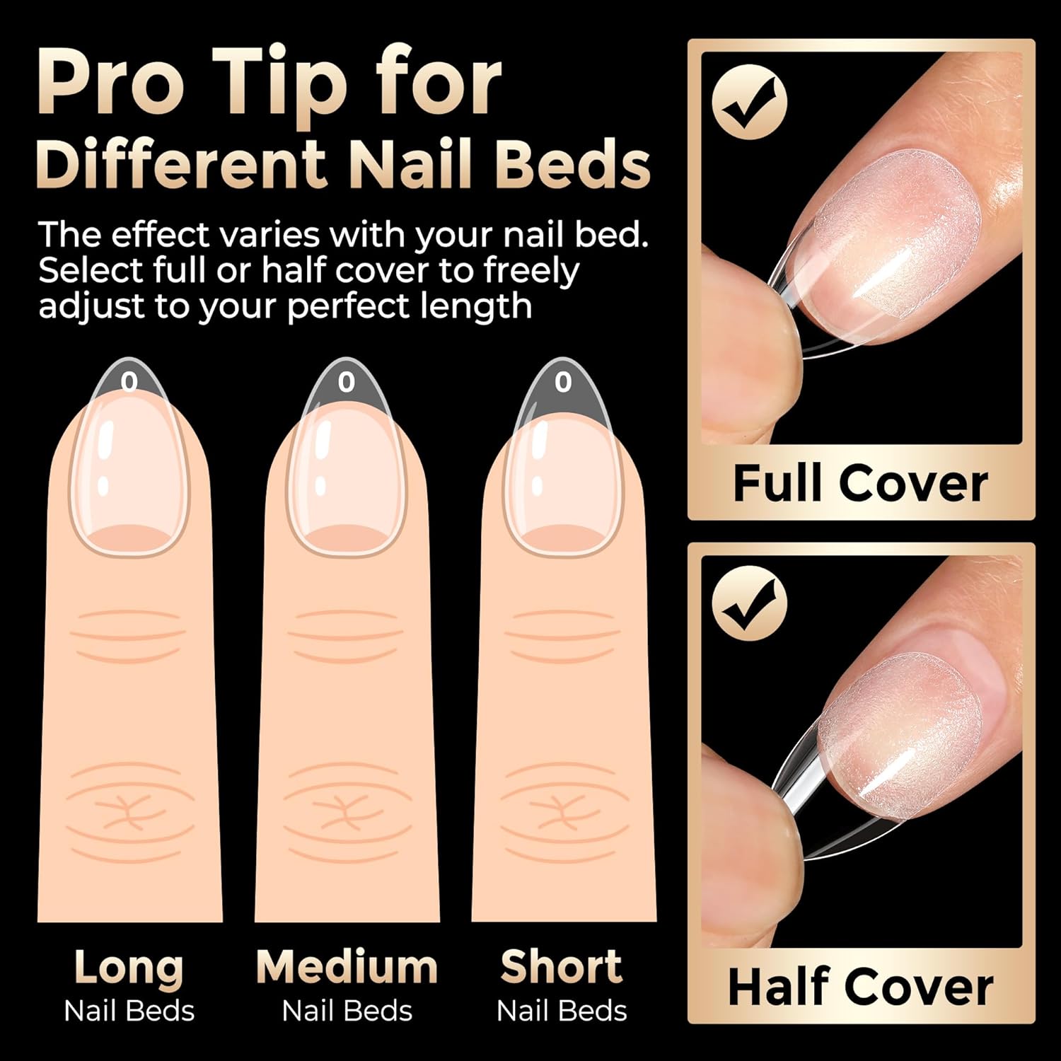 Short Almond Nail Tips: 504pcs Pre-Etched Soft Gel Nail Tips, Tri-Layer Core Short Fake Nails, 12 Sizes Half Matte Full Cover Clear Press on Nails Extension DIY for Flat & Natural Nail Beds