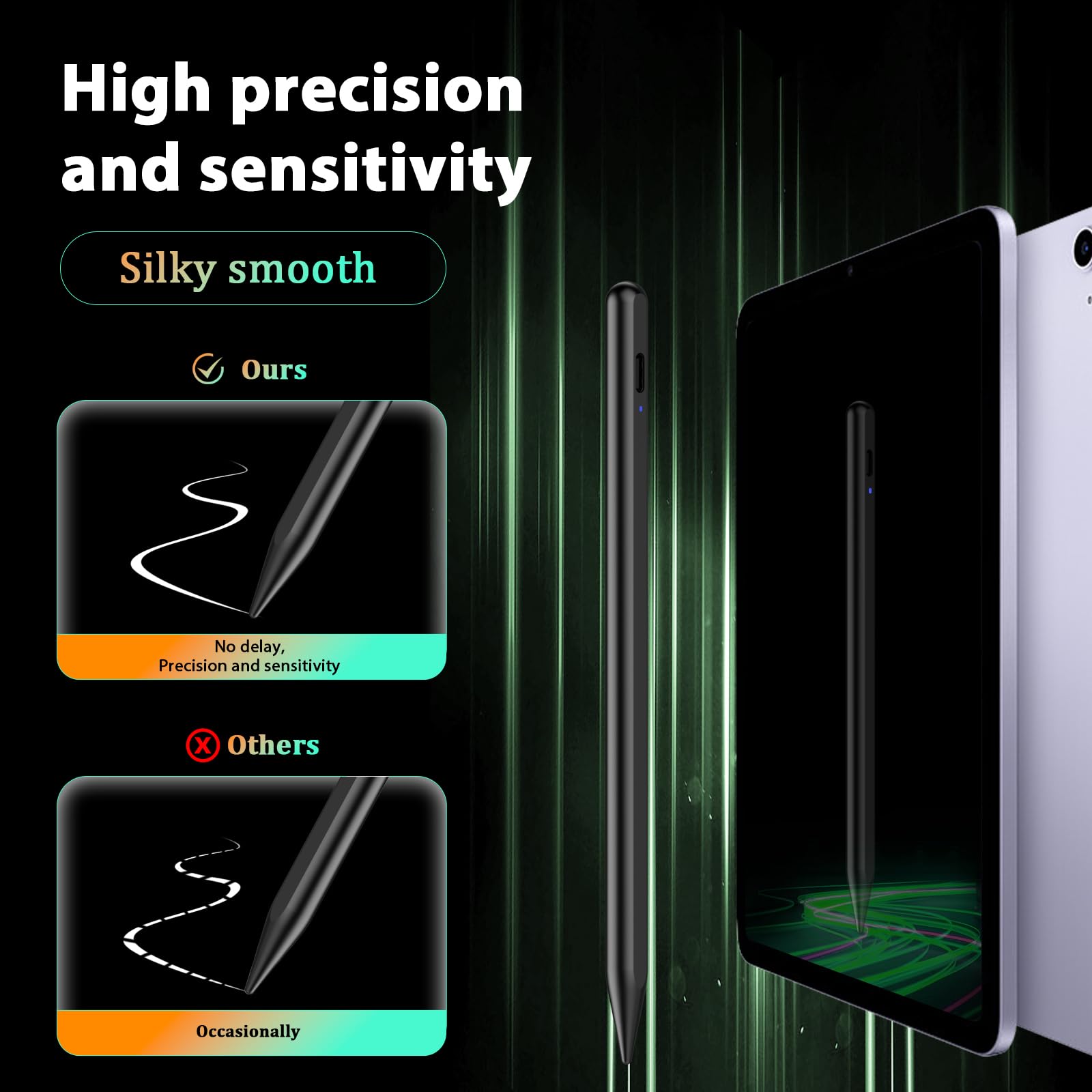 Penna stilo per Android, CMARS POM, penna magnetica per telefono, penna stilo a punta fine per touch screen, penna per tablet Samsung/Huawei/Lenovo/Vivo e altri smartphone e tablet Android (nero)