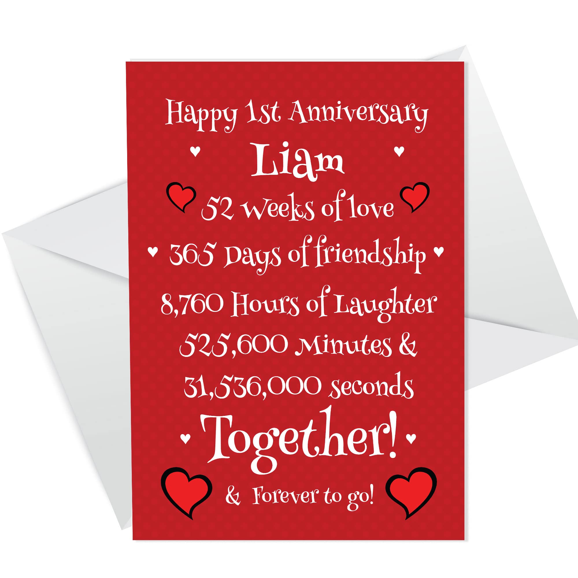 PERSONALISED 1st First Anniversary Card For Boyfriend Girlfriend Cute Handmade Card