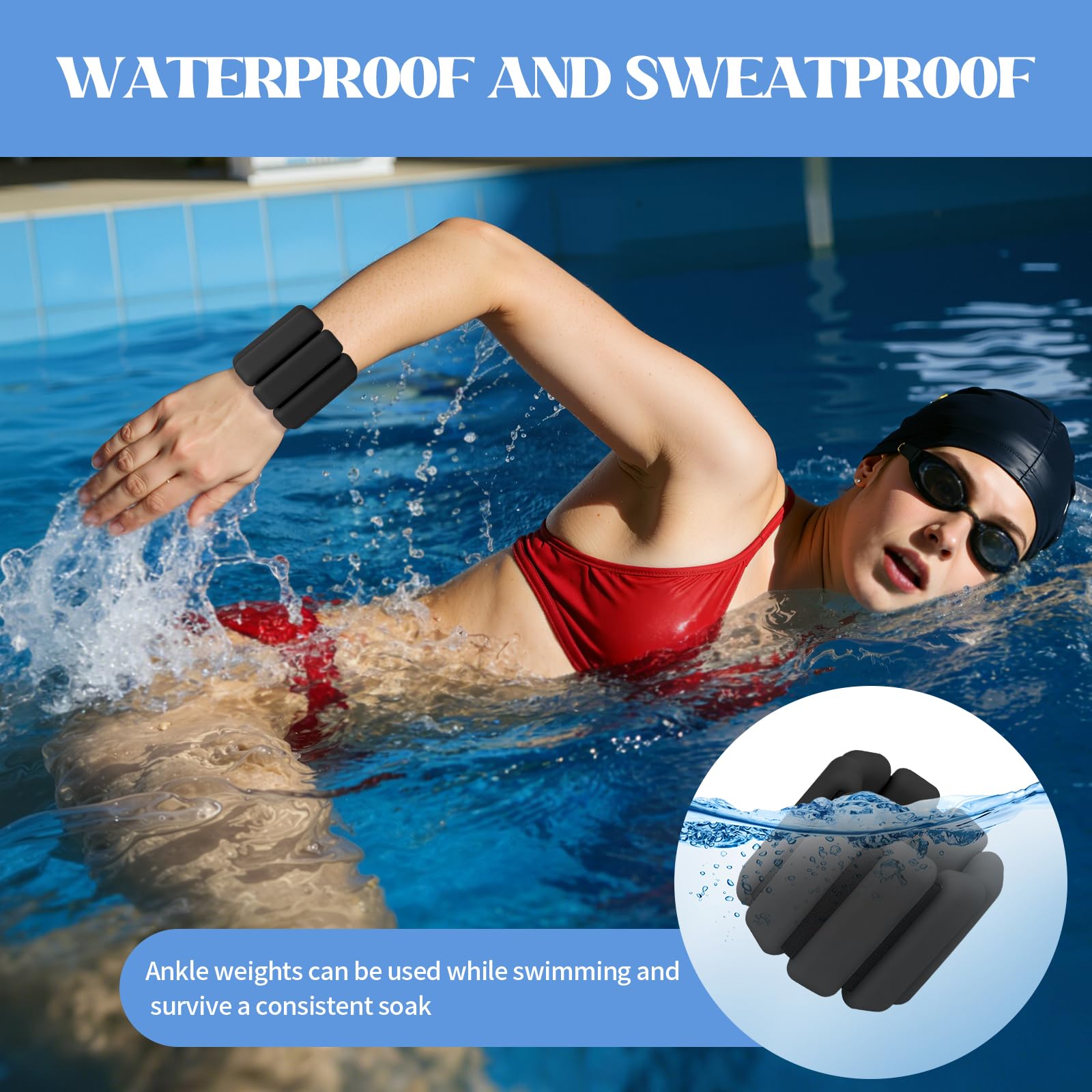 Poids Cheville et Poignet, 2 Pièces (0,45 kg chacun) Ankle Weights, Poids Poignet, Leste Cheville, Poids de Cheville, Poids Pilates, pour Yoga, Danse, Pilates, Aérobic, Marche, Remise en Forme - 5