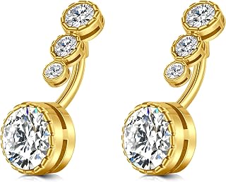 14g Belly Button Rings Surgical Steel CZ Petite Navel Ring for Women Body Piercing Jewelry Petite select Barbell Len 6mm 8mm 10mm 12mm Silver Gold