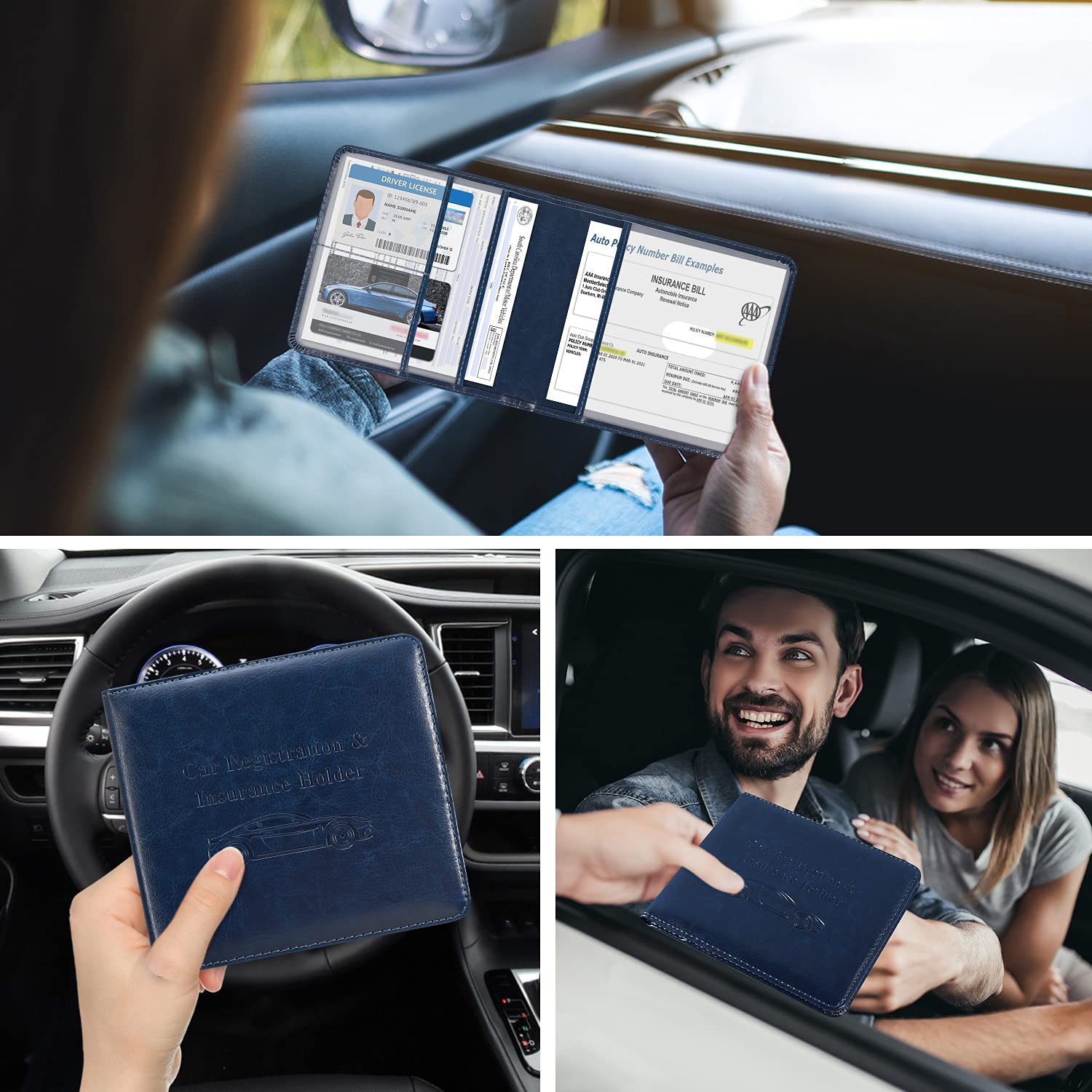 Snapklik.com : Car Registration And Insurance Holder, Folio Leather ...