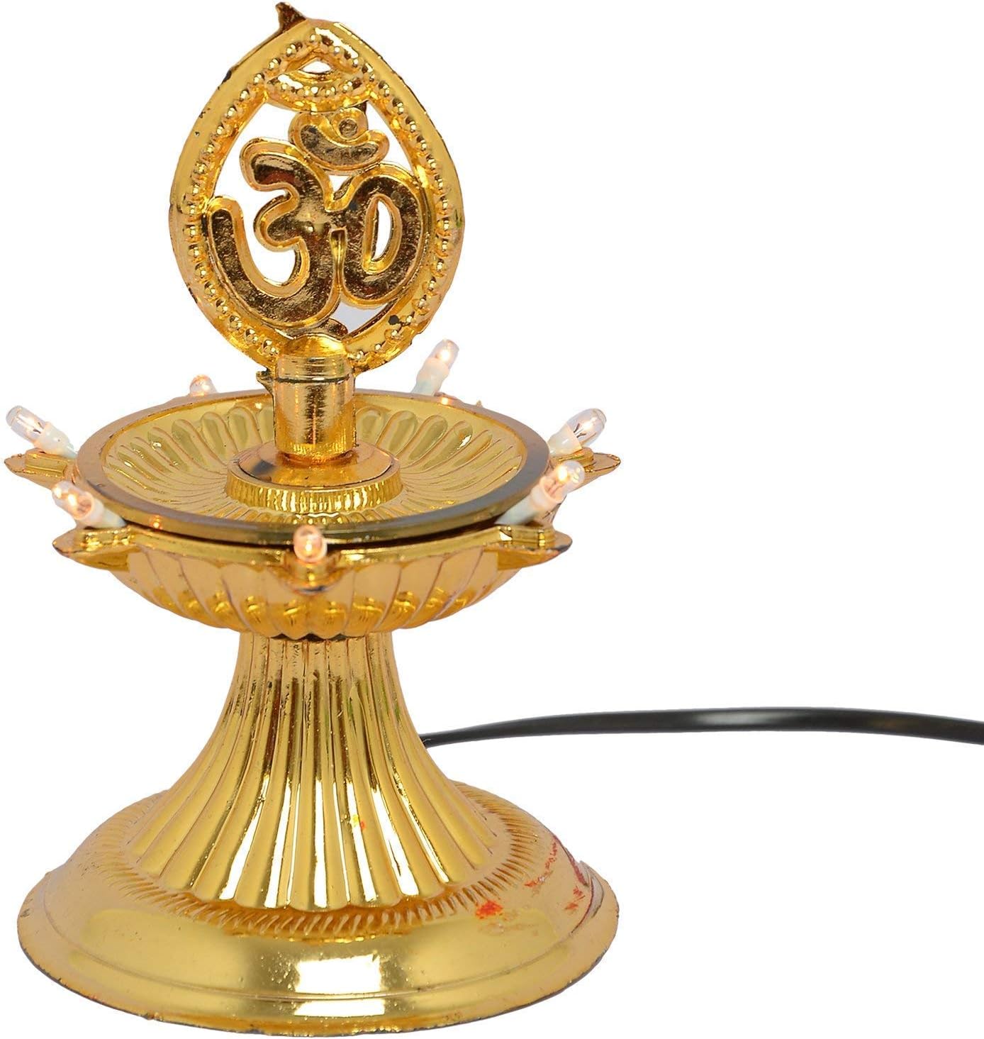Electric Diya Lamp with OM (7R) - Gold Plastic