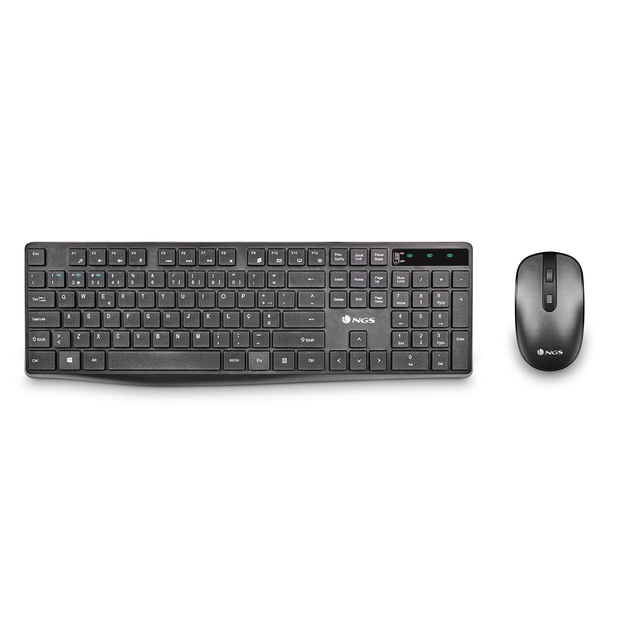 NGS Hype Kit - Teclado y Ratón Inalámbricos, dpi: 800/1200/1600, Multidispositivo BT4.0+BT4.0+2.4Ghz (QWERTY Portugués)