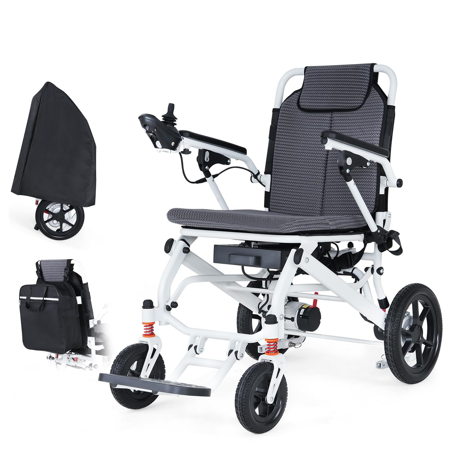 Silla de ruedas eléctrica plegable ligera de 18 kg, 2 baterías de litio de 12 Ah, alcance de 48 km, silla de ruedas eléctrica compacta y plegable, homologada para viajes en avión