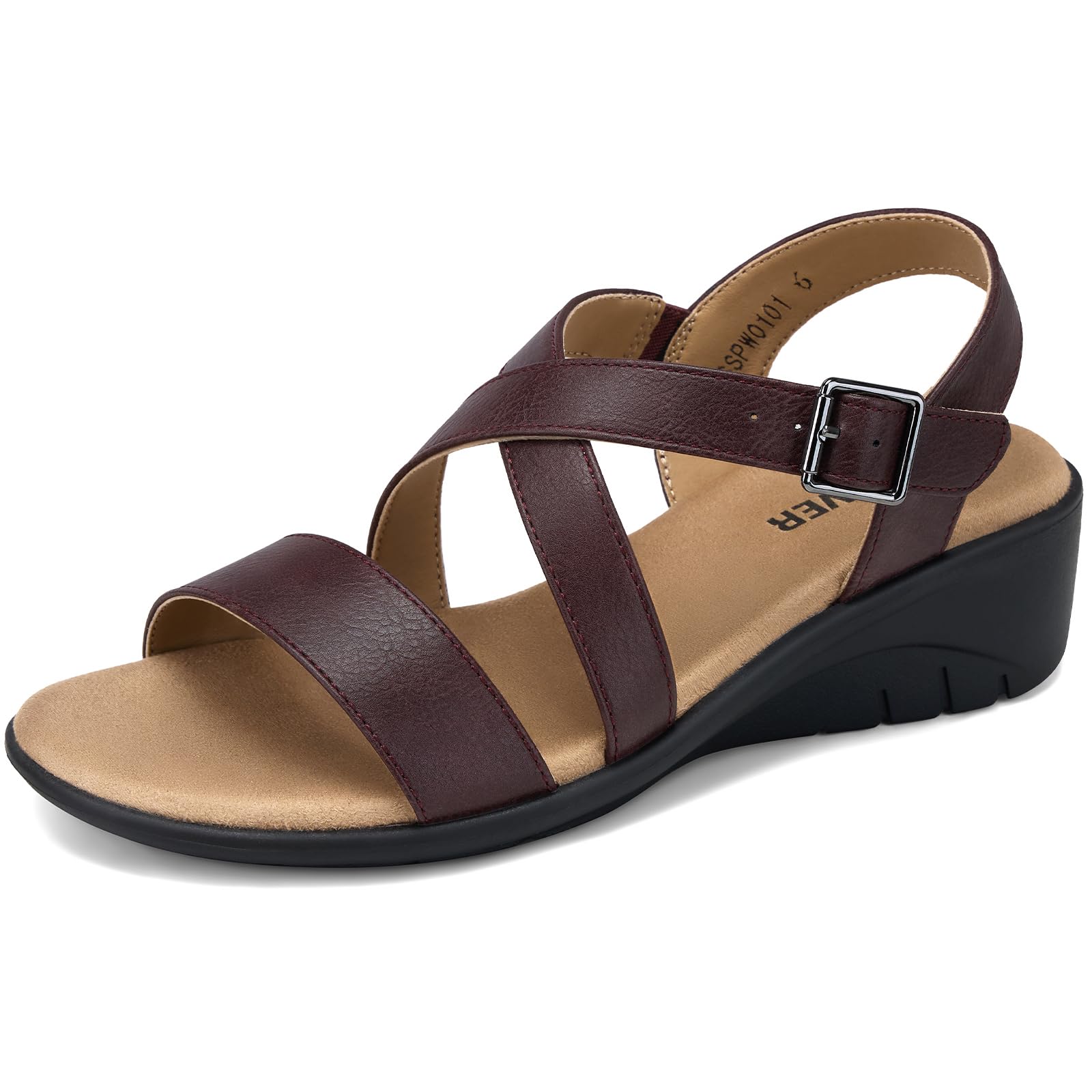 SHIBEVER Wedge Sandals for Women Dressy: Comfortable Low Heel Sandals | Adjustable Casual Dress Shoes with Cushioned Insole and Non-Slip Sole, All-Day Walking
