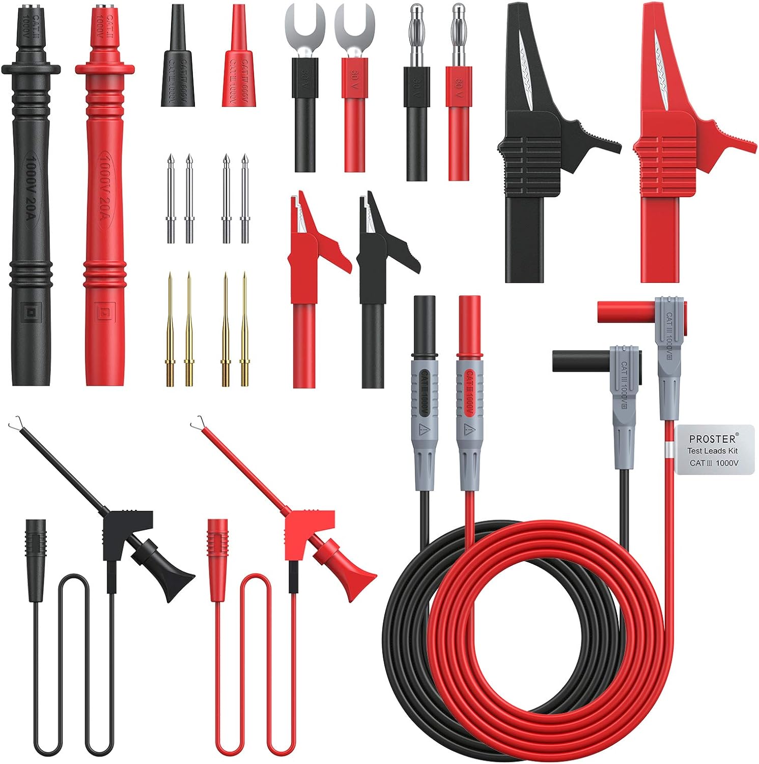 Proster Multimeter Probe Test Lead Kit with Alligator Clips Replaceable Automotive Multimeter