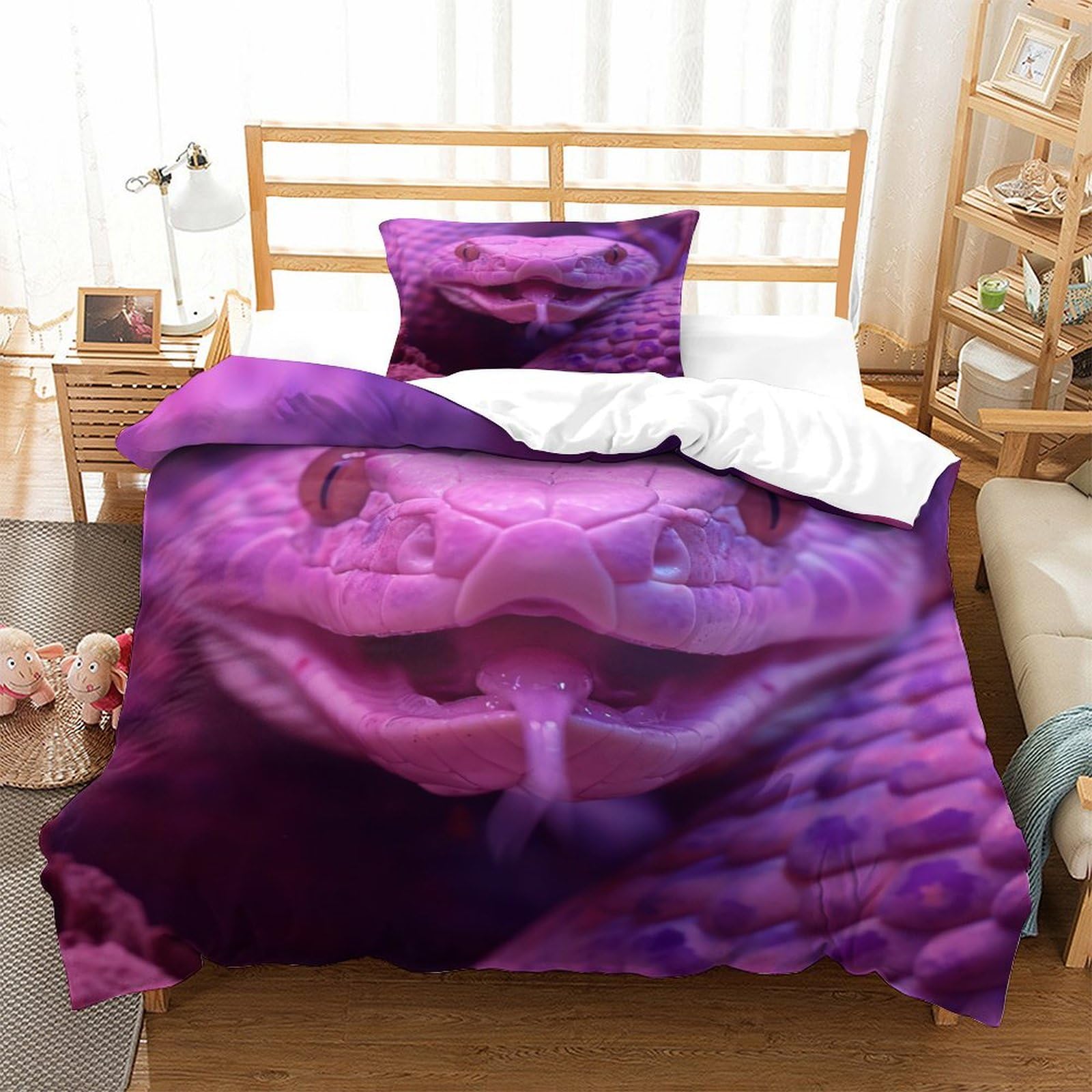 P1S9U7W5Y Dreamy Purple Ocean 3D Printed Duvet Cover Set 3pcs Soft Microfiber Purple Wave Bedding Set Single（135x200cm）