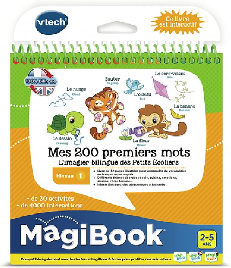 VTech - MagiBook - My 2 First Words French/English - Learn English - Bilingual Book, Educational Book - French Version