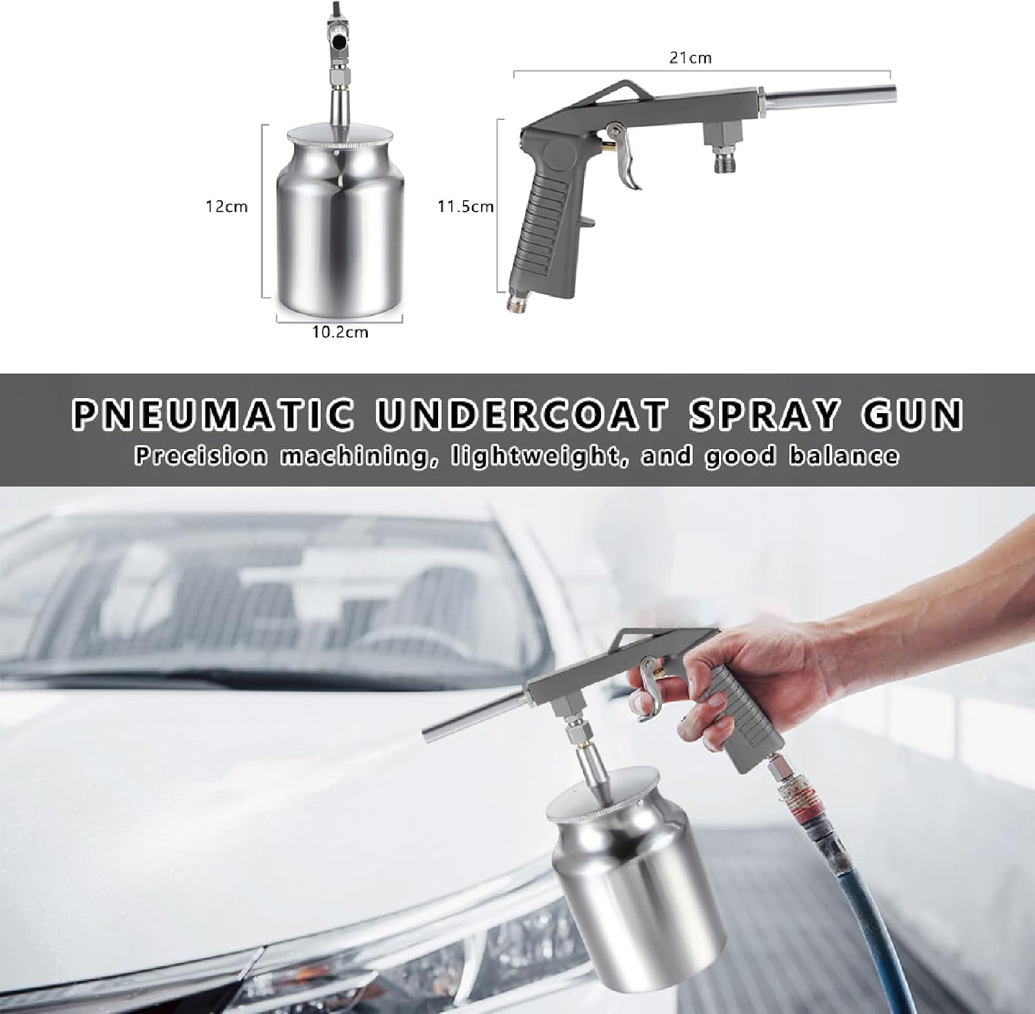 Twilight Garage Aluminum Air Undercoating Spray Gun with Suction Feed Cup Apply Sprayable Truck Bed Liner Coating, Rubberized Undercoat, Rust Proofing, Chip Guard Paint(1000ML)