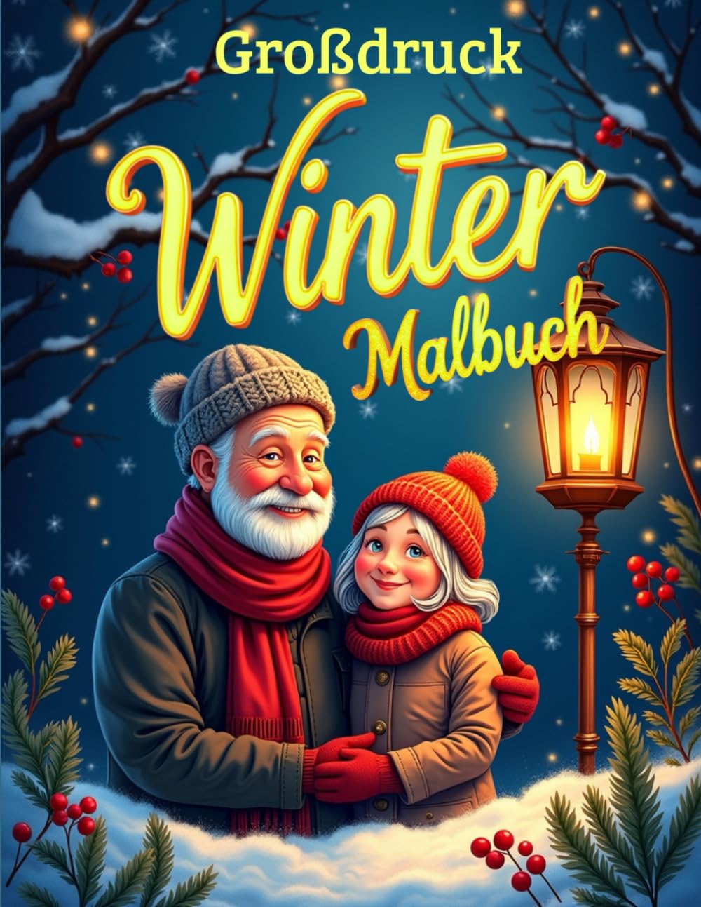 Großdruck Winter Malbuch für Senioren,Winterbilder zum Ausmalen