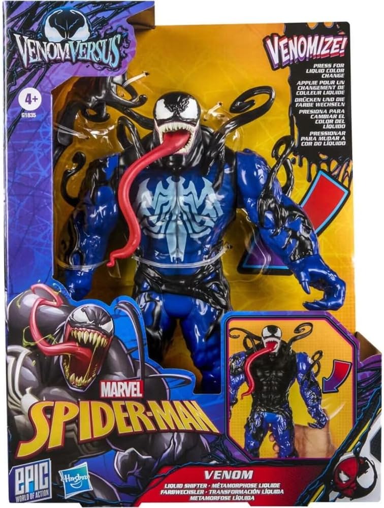 Marvel Spider-Man Epic World of Action VenomVersus Venom Liquid Shifter Action Figure, 11 Inches (27 cm), Superhero Toys for Kids Ages 4 and Up