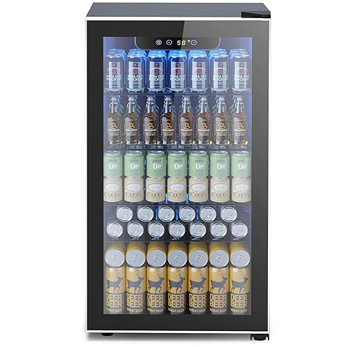 Electactic Mini Fridge 130 Can Beverage Refrigerator Cooler, 3.2 Cu.Ft Drink Fridge for Soda Wine Beer, Adjustable Temperature Control for Home Office, Black - Black - 3.2 cu.ft