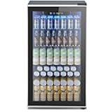 Mini Fridge 130 Can Beverage Refrigerator Cooler, 3.2 Cu.Ft Drink Fridge for Soda Wine Beer, Adjustable Temperature Control for Home Office, Black
