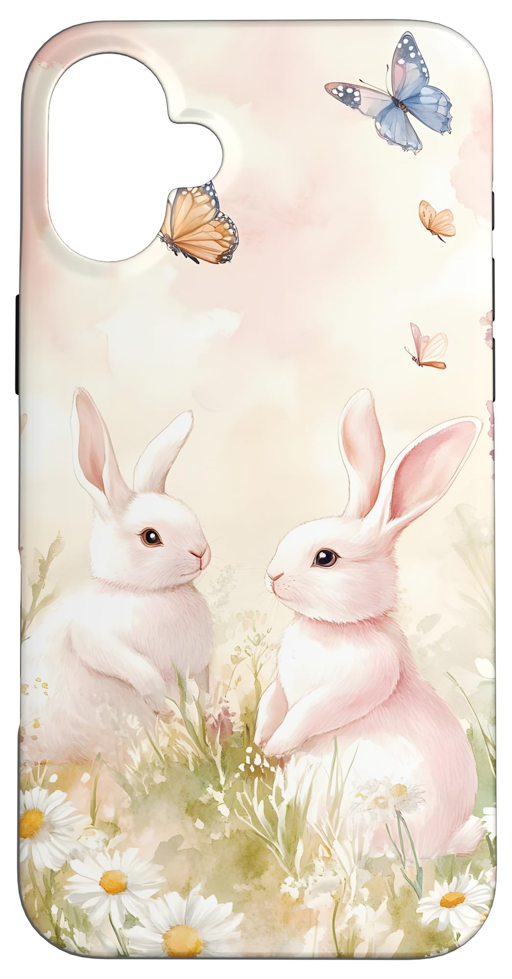 Bunnies in Spring Flowers Case for iPhone 16 Plus