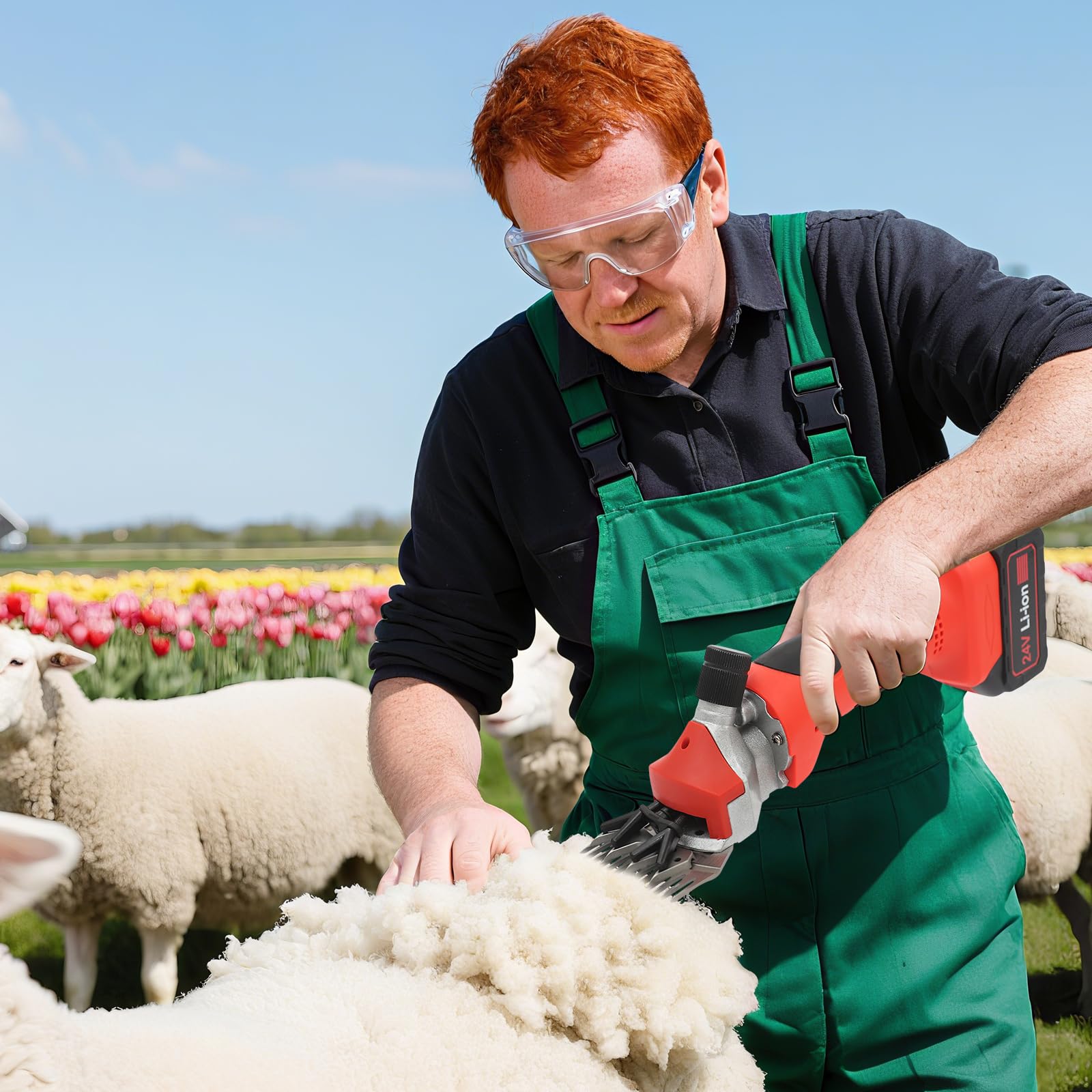 Schafschurschere, Schafschere Schermaschine Haarschneider Tierpflege Batterie Ladegerät Koffer 24 V für Schaf Farm Haushalt Kabellos
