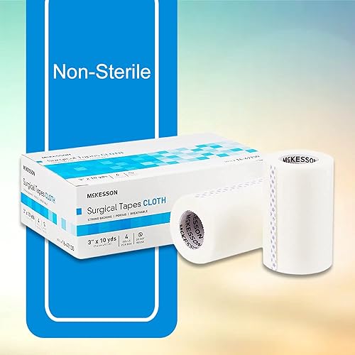 Miniatura 5 de McKesson Cinta quirúrgica no estéril tela similar a la seda permeable al aire 3 pulgadas x 10 yardas 4 rollos 1 paquete