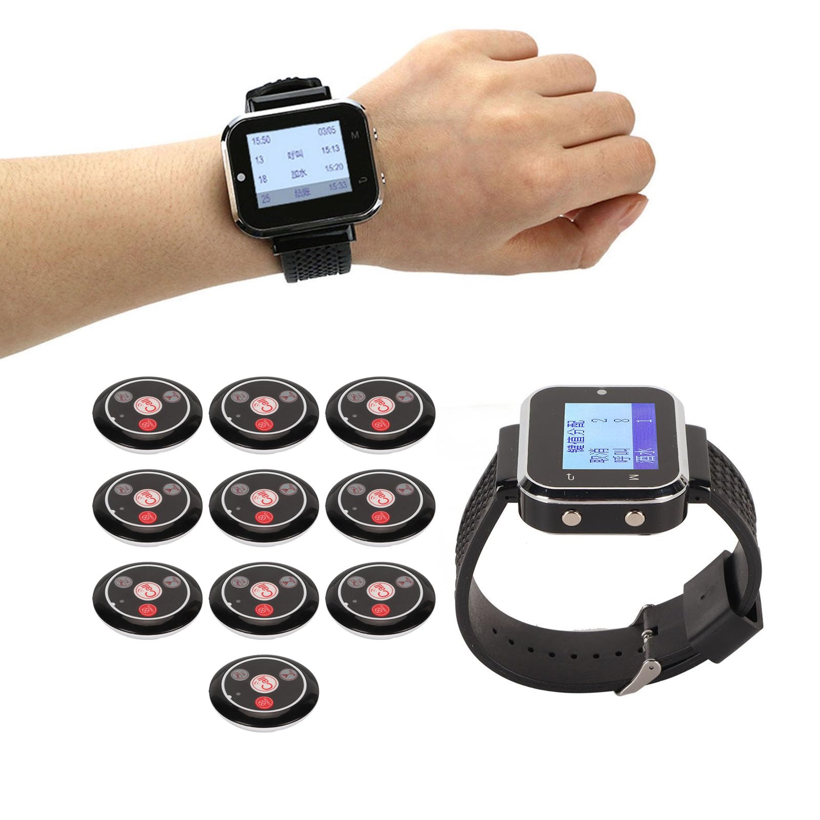 Sistema Chiamata Camerieri Per Ristoranti - 1 Schermo + 10 Pulsanti - Wireless Per Hotel E Bar