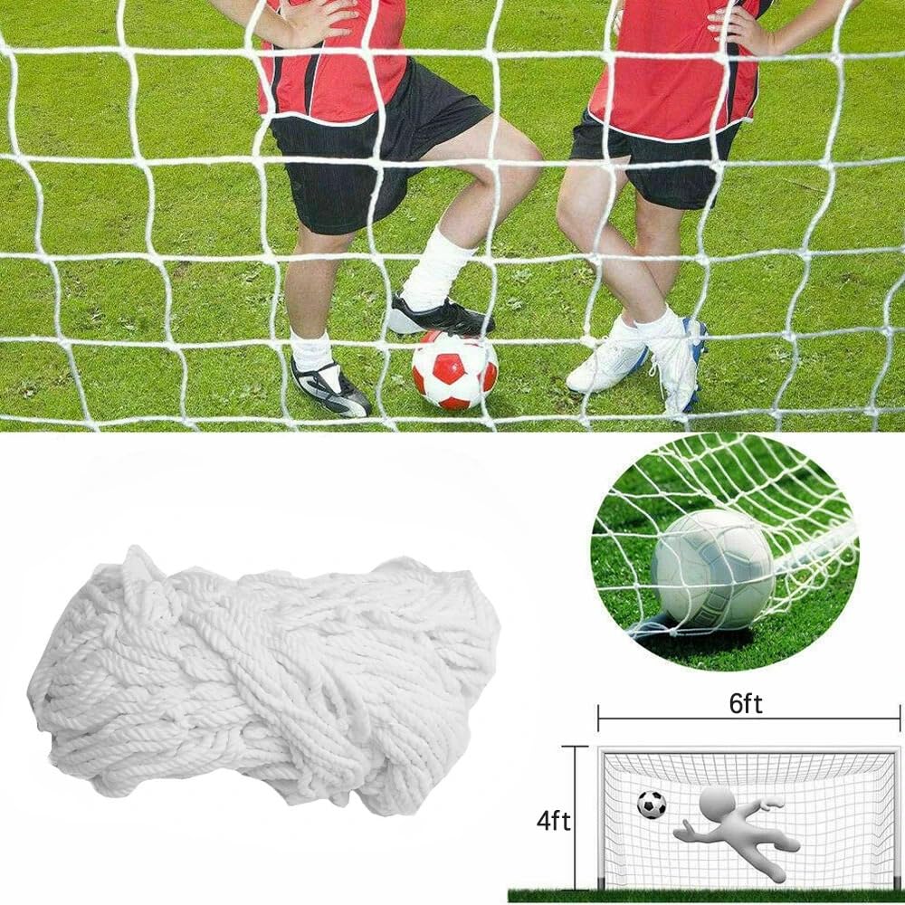 Tornetz 2 Stück 1,8 m x 1,2 m/6 x 4 FT Fußball-Torpfostennetz Outdoor-Sport-Trainingsnetz for Junior-Fußballteams, weiß Fussballnetze FüR Tore
