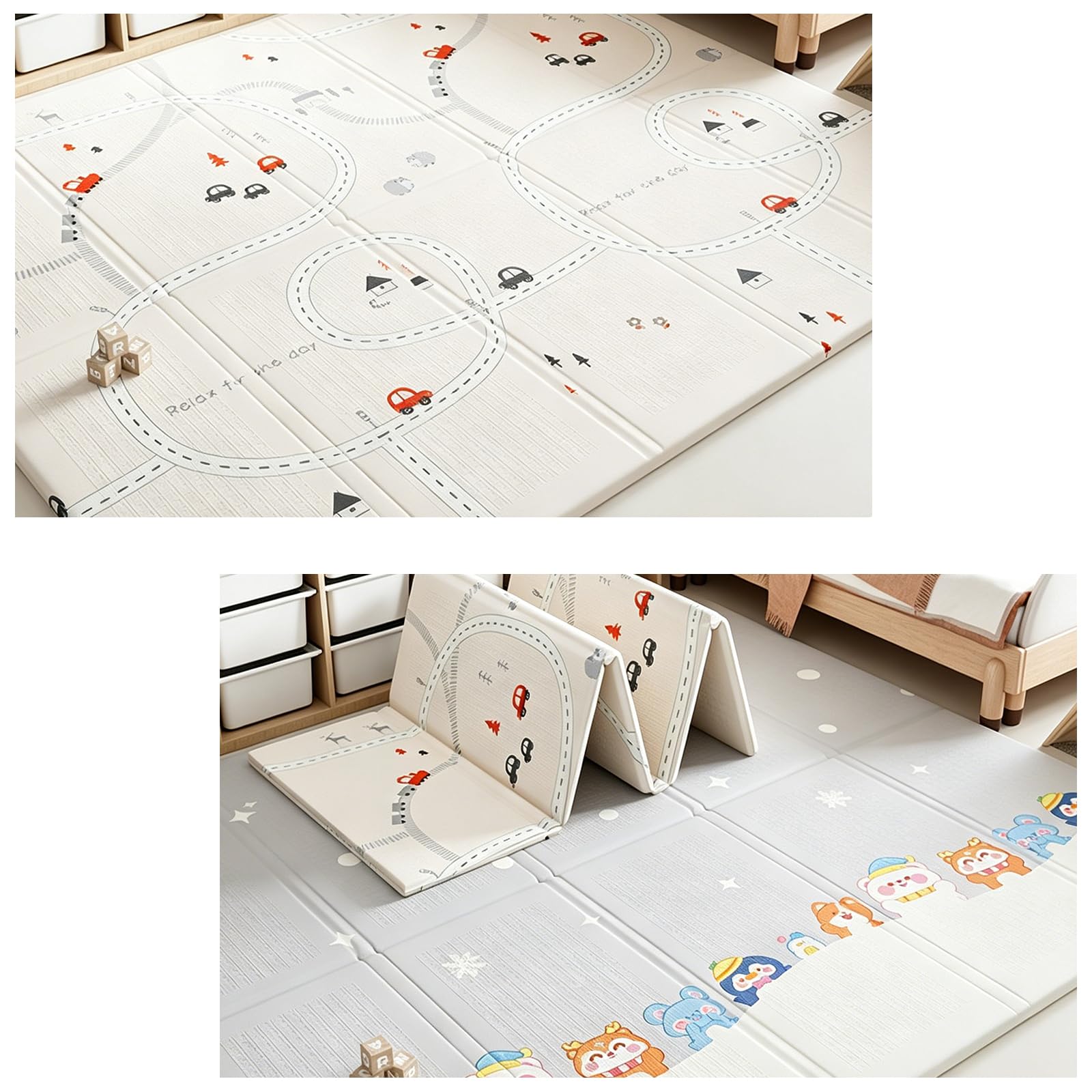 Tappeto Gioco Per Neonati,Tappetino Pieghevole Extra Large Da Pavimento,Tappeto Portatile E Impermeabile,Spesso,Reversibile Ideale Per Box,Facile Da Pulire,Neonati Bambini Piccoli(180*150*1.5cm,A)