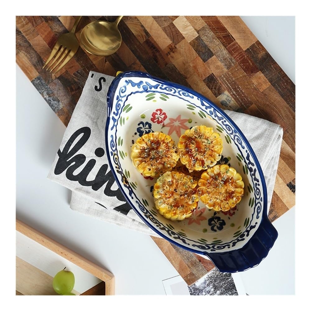 Naczynia do pieczenia 807 ml Duża pojemność wielofunkcyjnego piekarnika, ceramiczna taca do pieczenia, kreatywny podwójny ser do zapiekania ryżu