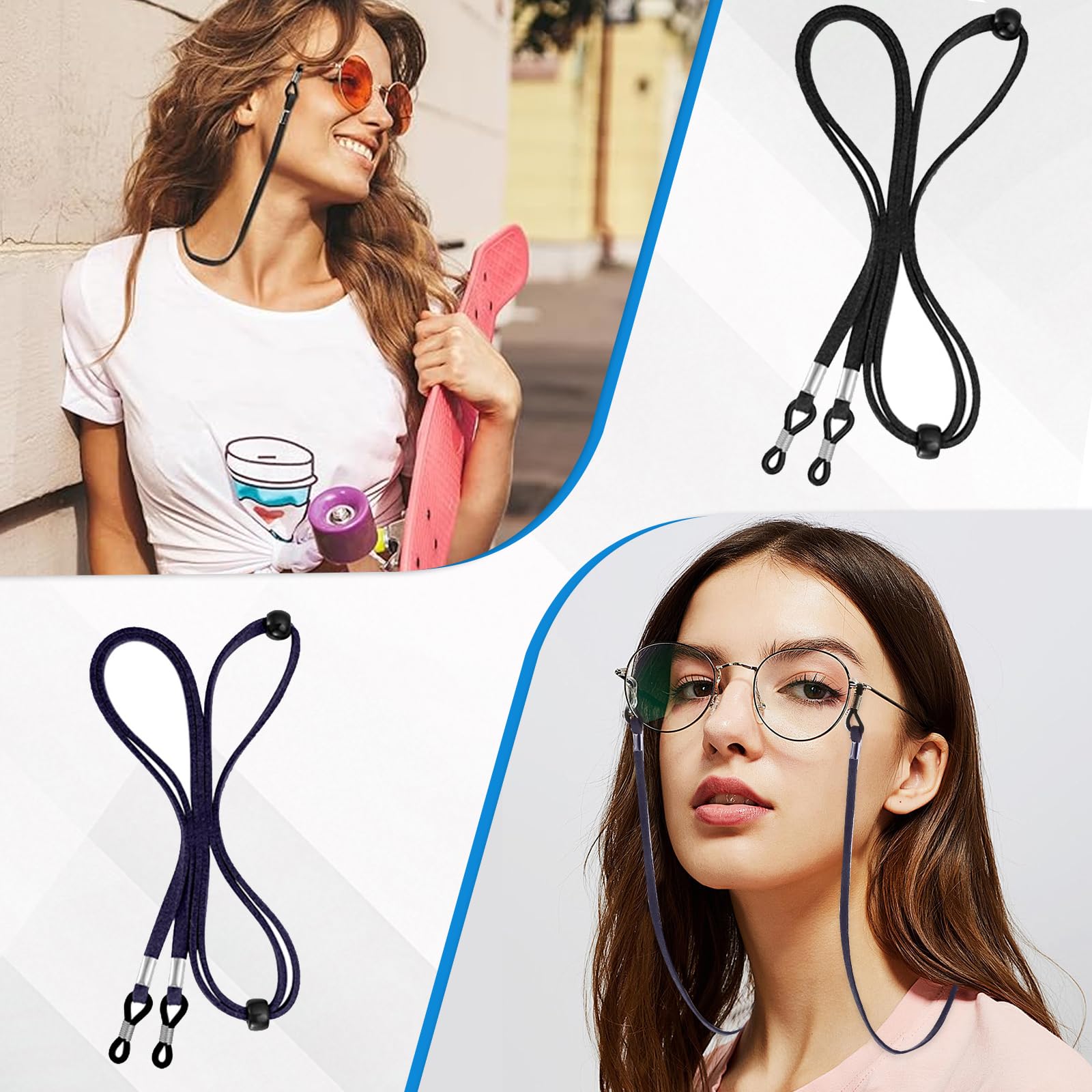 TecoKart® 3 Pieces Specs Holder Strap, Spectacle Chain for Women Glasses, Adjustable Sunglasses Lanyard Neck Holders Cord Retainer, Unisex Anti-slip Eyeglass Eyeglass Chains - Image 6 thumbnail