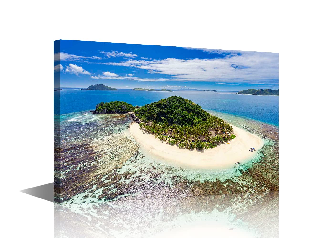 TISHIRON Matamanoa Island Fiji Turquoise Holidays Landscape View Wall Decor Wall Painting Modern Nature Poster Prints on Canvas Framed Ready to Hang (36Wx24H inches) โ image 1