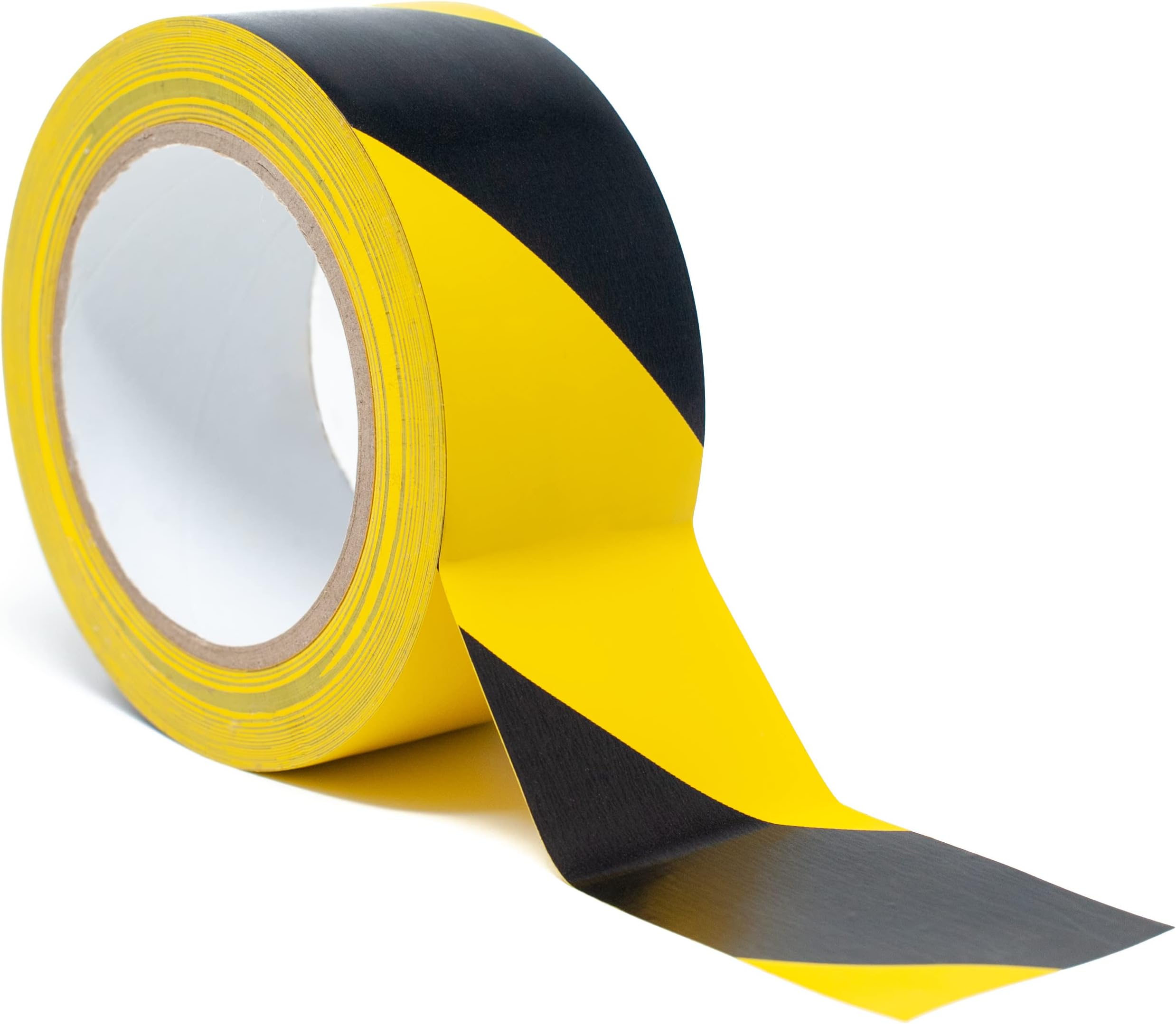 Hazard Tape | 50mm wide (2") x 33m Length (Yellow/Black) - High Visibility Black and Yellow Diagonal Striped. Indoor/Outdoor All-Weather Any Surface; Carpet, Tile, Wood, Stone, Concrete, Metal