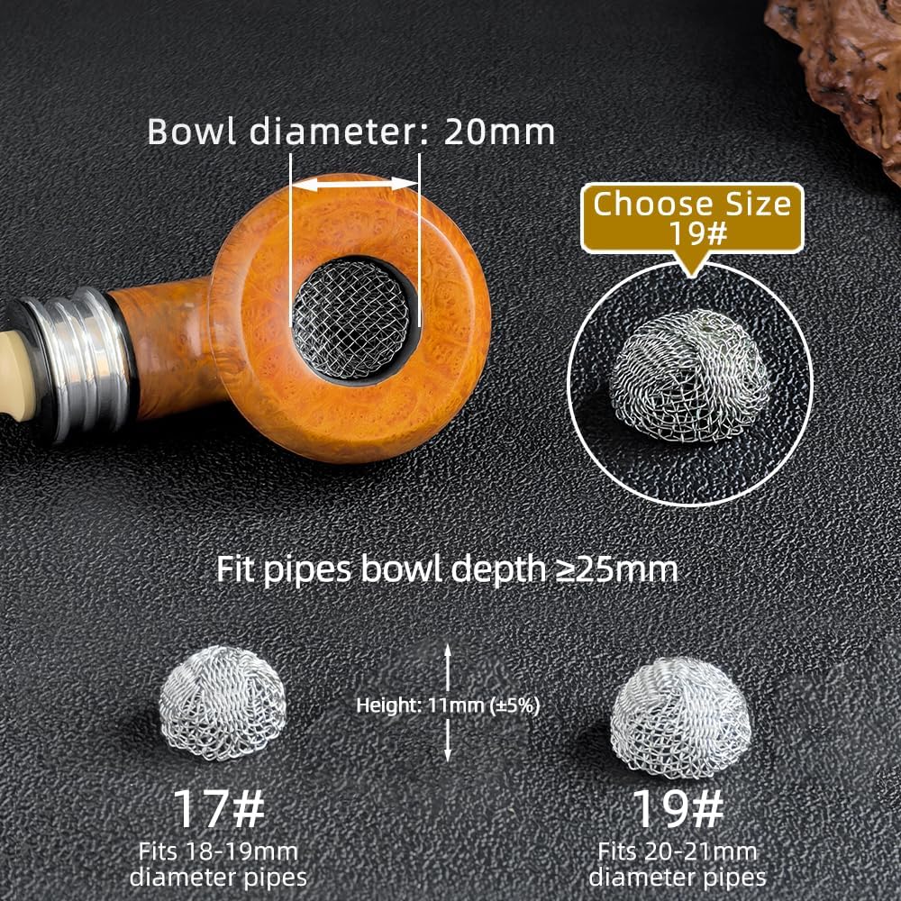 OCEANSPACE 3/4 Inches Tobacco Pipe Screen Filters(100-Pack), Stainless Steel Mesh Balls, Reusable Mini Metal Filters for Pipes, Clean Screens with Tapered Design,19mm