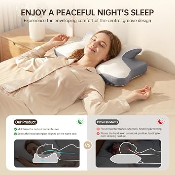 Neck Pillow, Memory Foam Neck Pillow, Cervical Pillow, Orthopedic Butterfly Ergonomic Memory Cervical Pillow for Neck Pain Relief, Removable Breathable Pillowcase, Contour Neck for Side, Back,Odorless