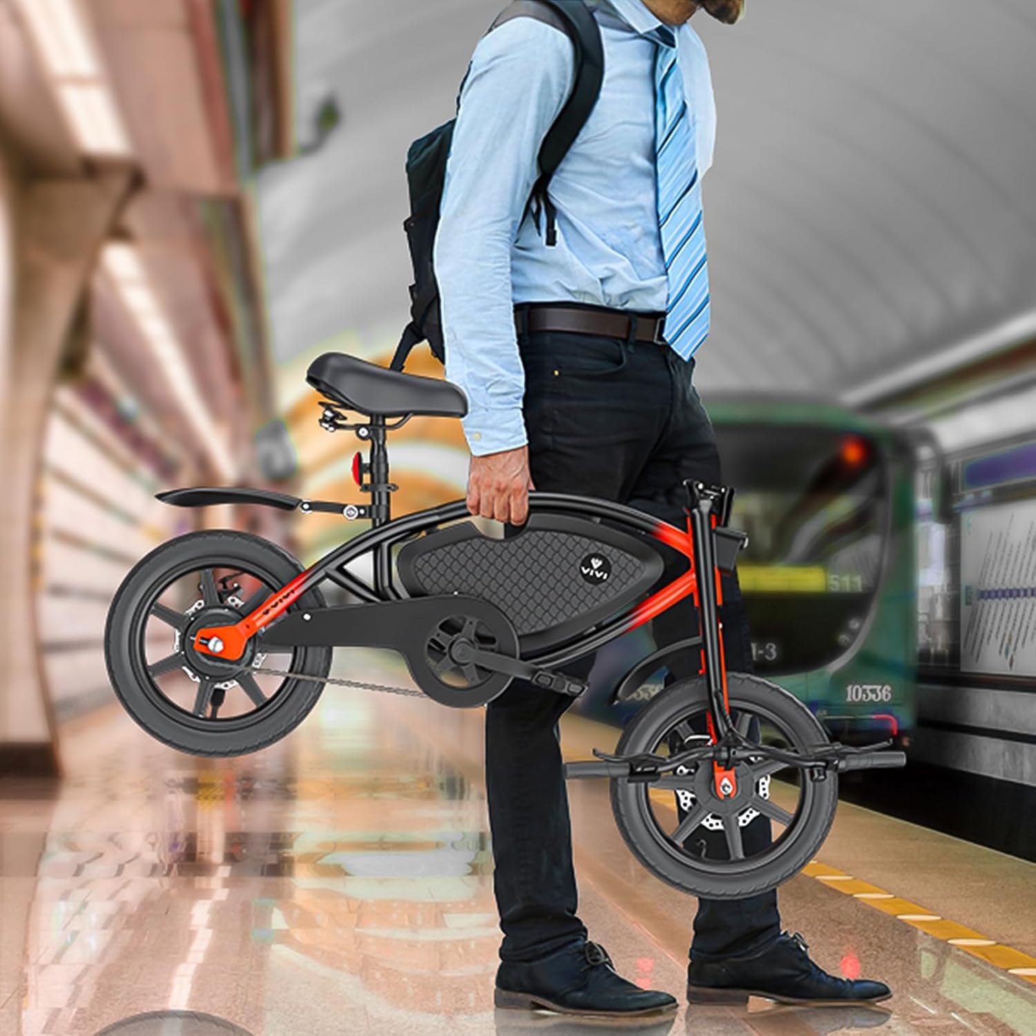 Vivi PONY01 Electric Bike, 14" Electric Bicycle for Adults and Teens Peak 500W Motor 48V 374.4WH Battery, Max 40 Miles Range(Pedal-Assist) & Top 20 Mph, Cruise Control, SGS Certified to UL2849