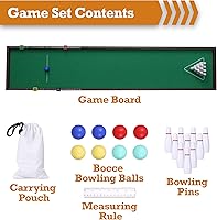 Vista 8 de Sterling Games Tabletop Bowling Combo Set, Wooden Arcade Board with Marbles and Pins, Indoor Table Top Game for Kids and Family