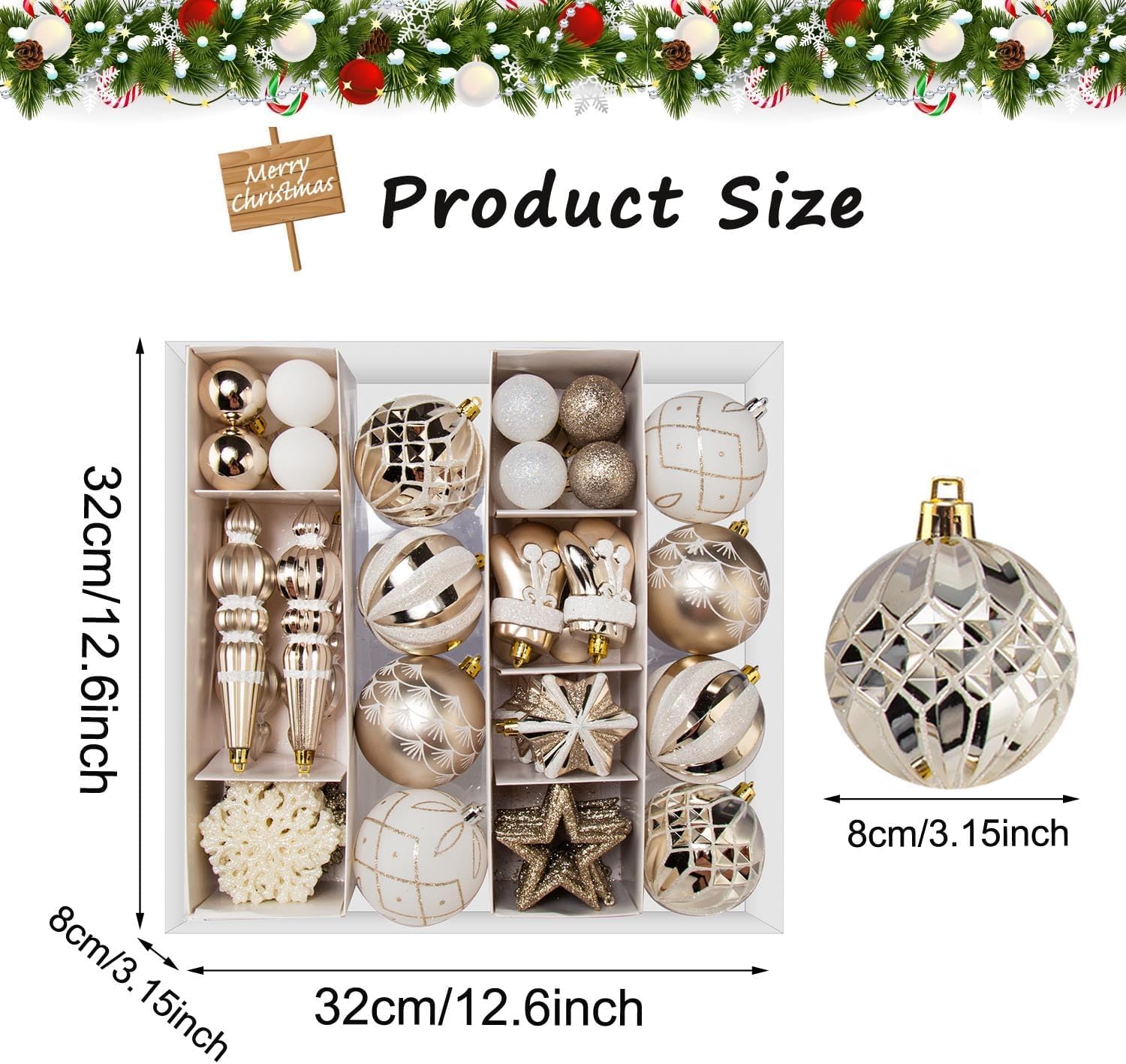 Amazon.co.jp: クリスマス ボール オーナメント SVNVIOZ 北欧風 70個