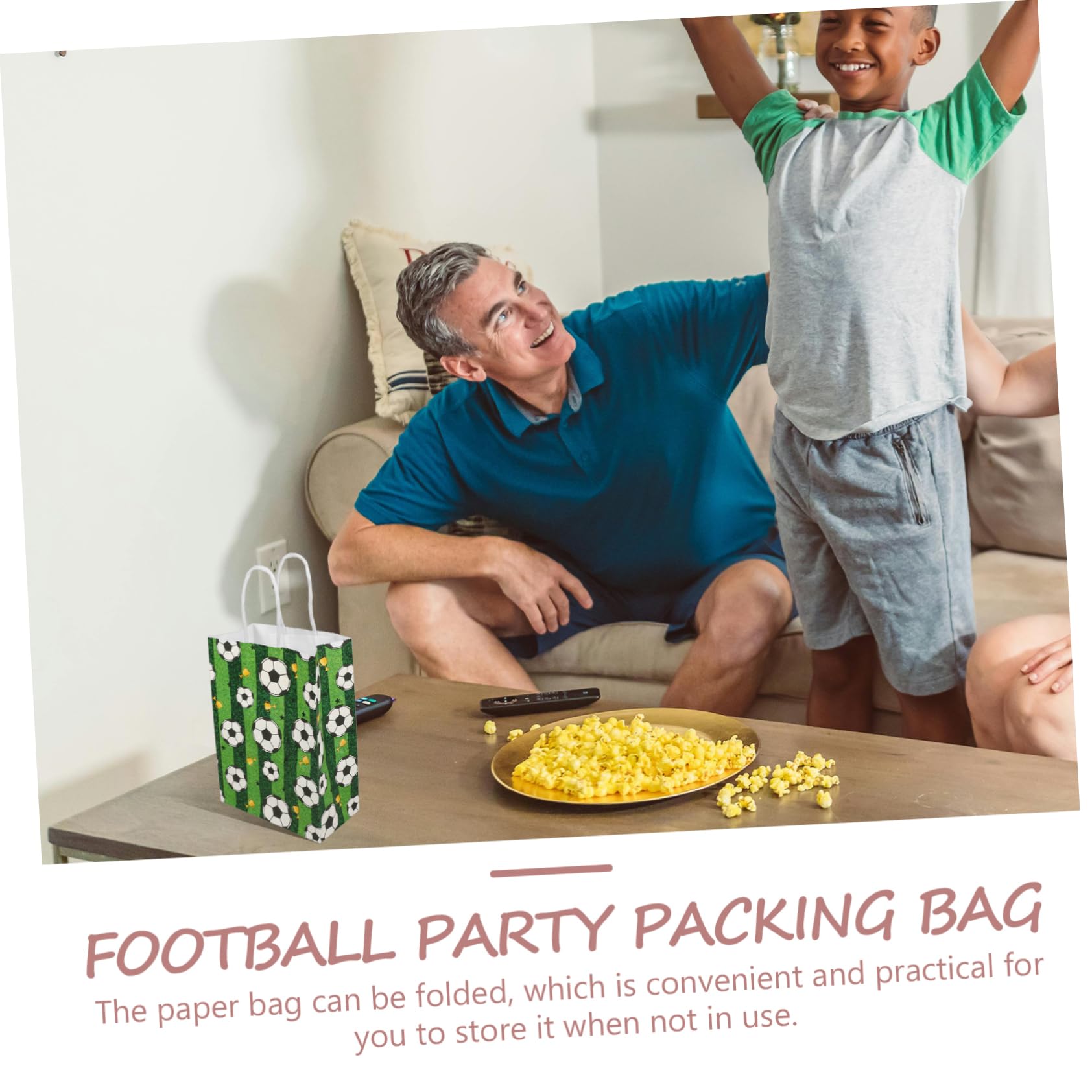 LALAFINA 96pezzi Sacchetti Di Carta Con Manici Borse Per Feste Di Calcio Compleanni Eventi Sportivi Per Snack Dolci e Piccoli Regali