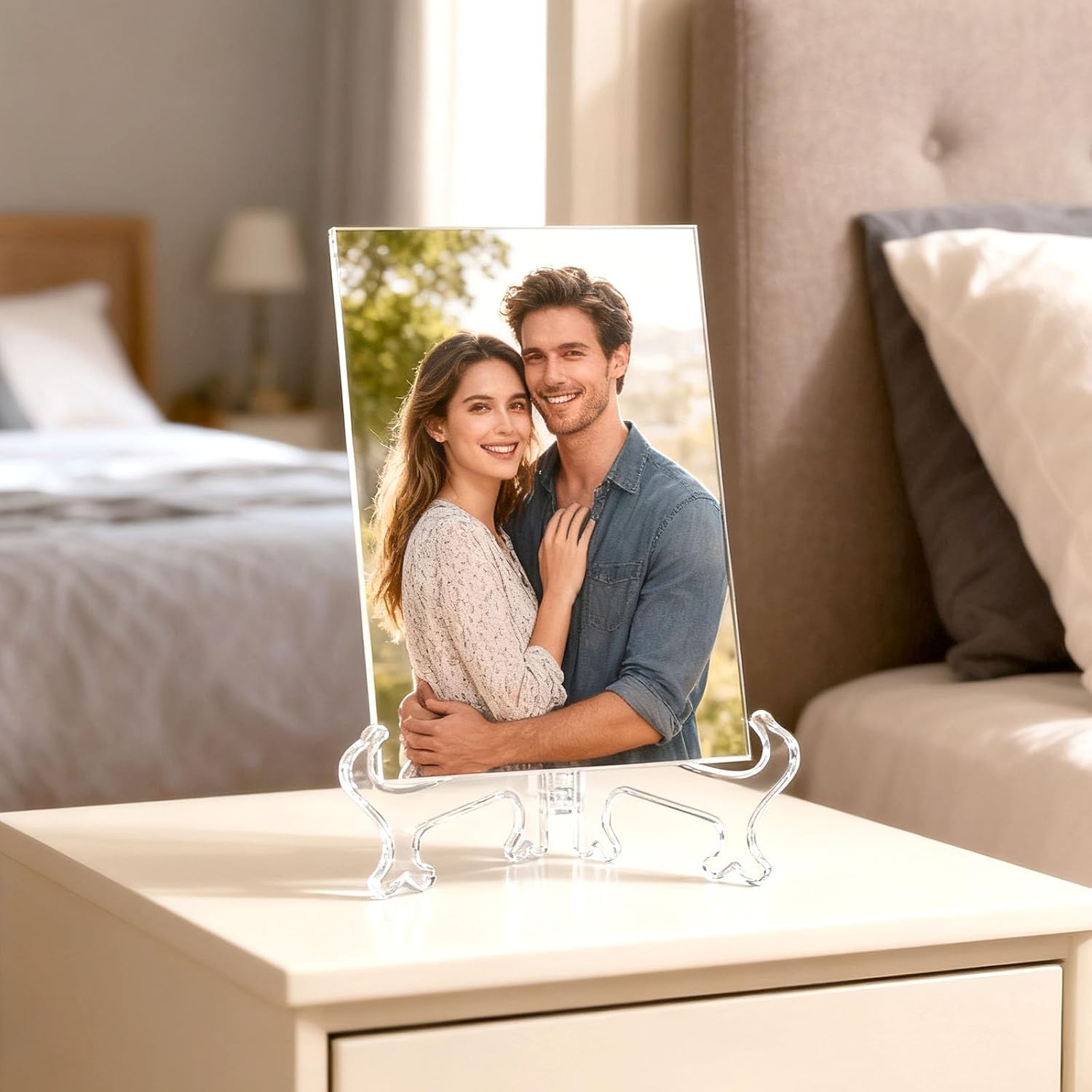 2 Pcs 10-Inch Clear Plastic Plate Display Stands and Picture Easels