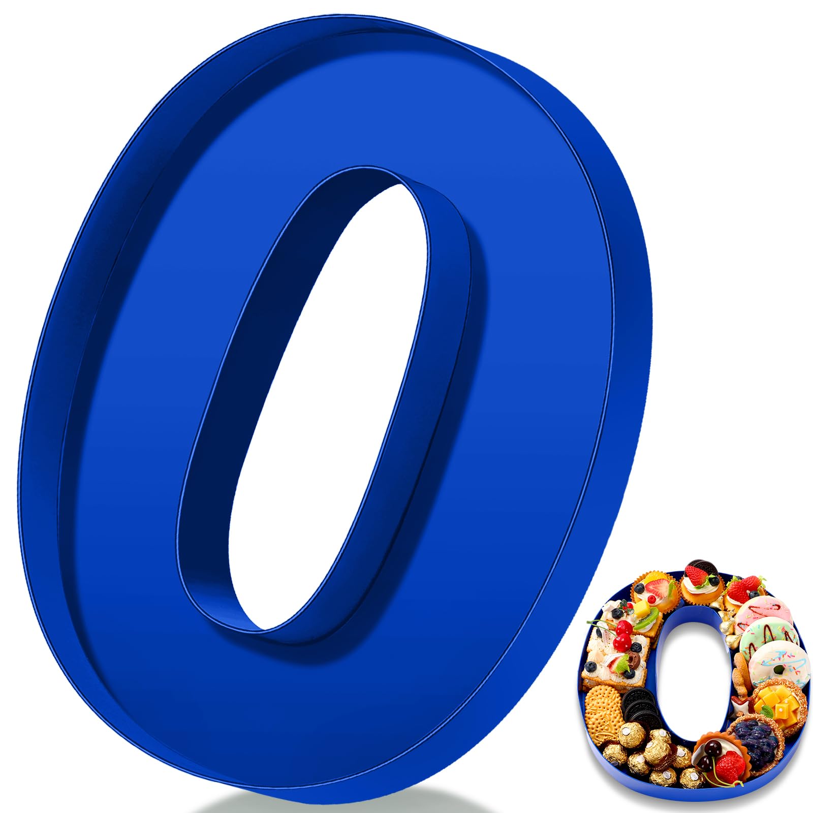 Mifoci 13.7" Cardboard Number for Charcuterie Photo Booth Props Birthday Party Anniversary Fillable Paper Mache Cupcake Chocolate Candy(Number 0,Blue)