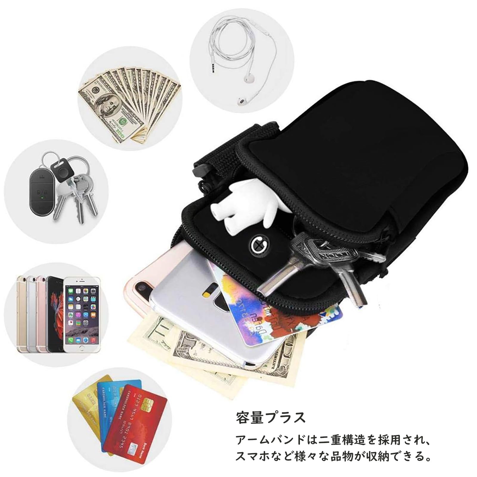 Amazon | スポーツアームバンド ランニングポーチ Heacoz 腕 ポーチ