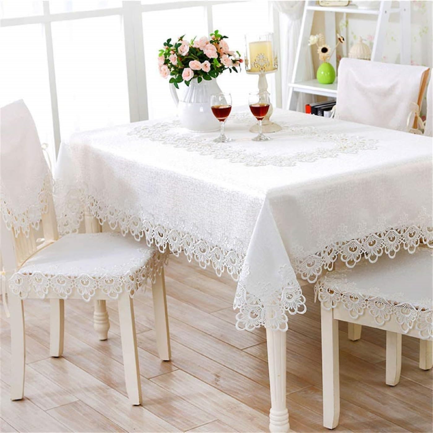 MONKDECOR Cut Work Designer Plain Lace 10 Seater Dining Table Cover (Size-60x116 Inches)- White (B08L5B2DQ6) Amazon Price History, Amazon Price Tracker