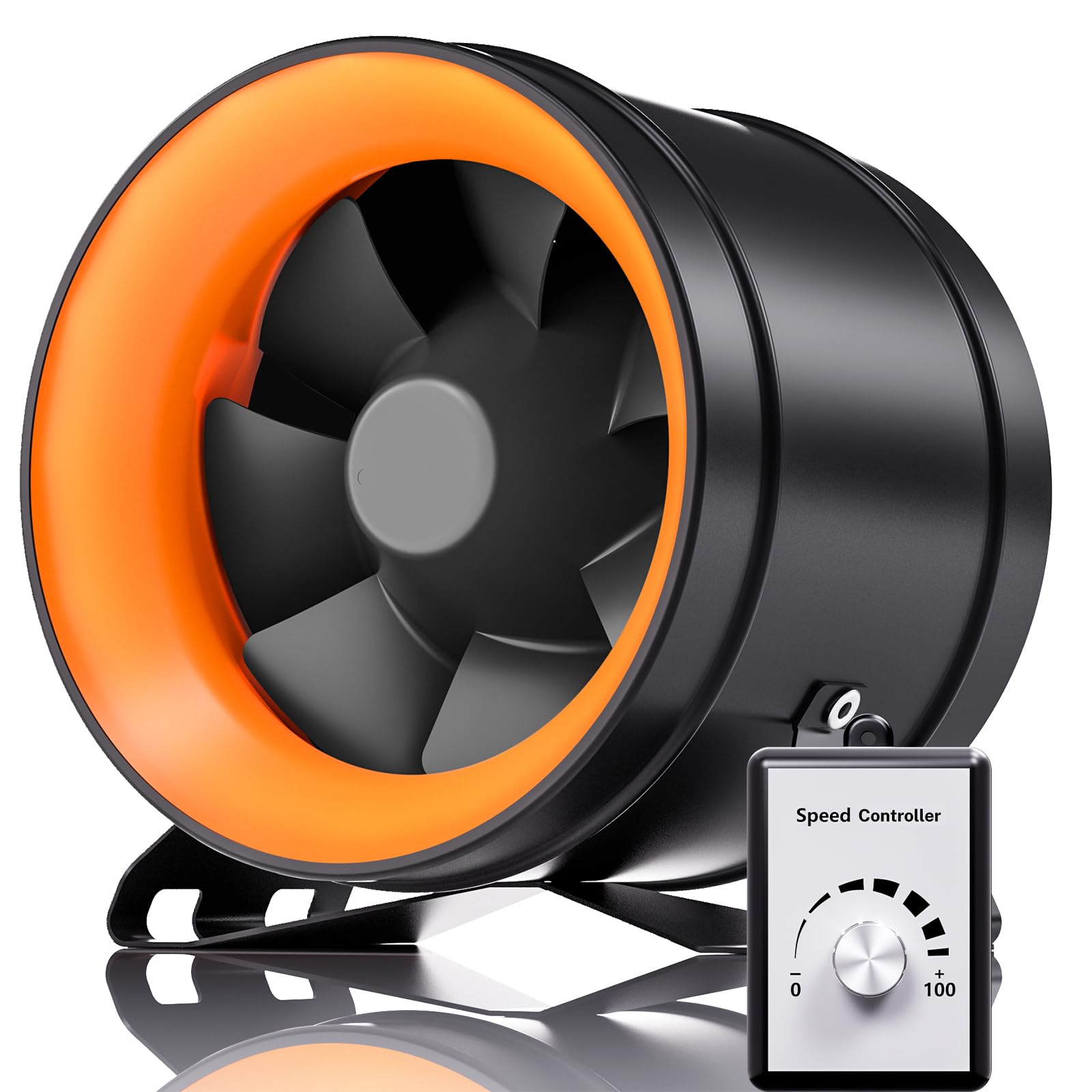 Hon&Guan Ventilatore tubolare EC, 200 mm, con regolatore di velocità, 1411 m³/h, con regolatore, spina europea per tenda di crescita, filtro ai carboni attivi HVAC
